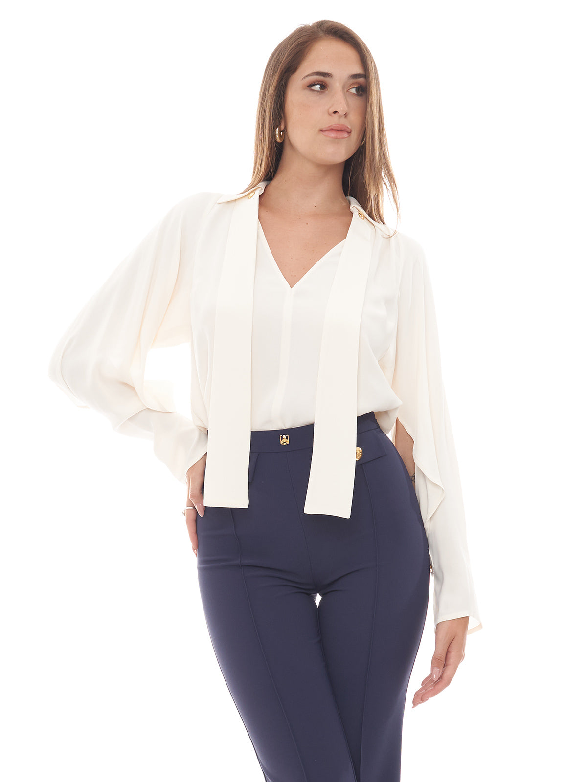 Blusa in georgette con foulard Elisabetta Franchi