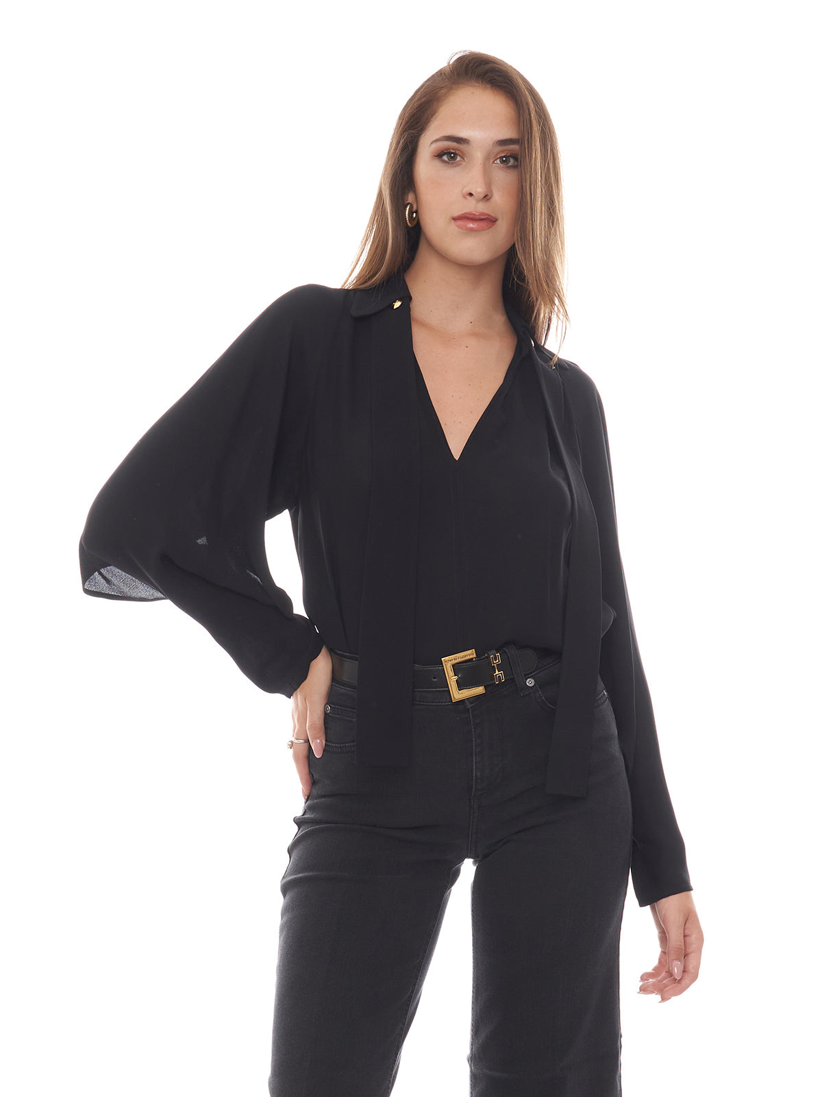 Blusa in georgette con foulard Elisabetta Franchi