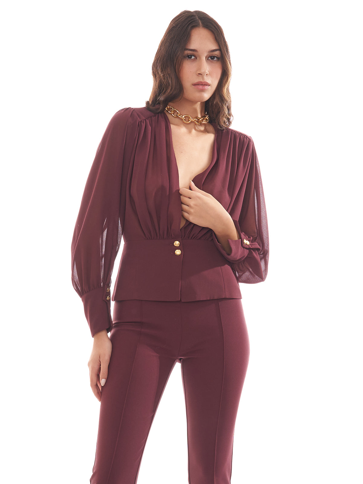 Blusa in georgette con baschina Elisabetta Franchi