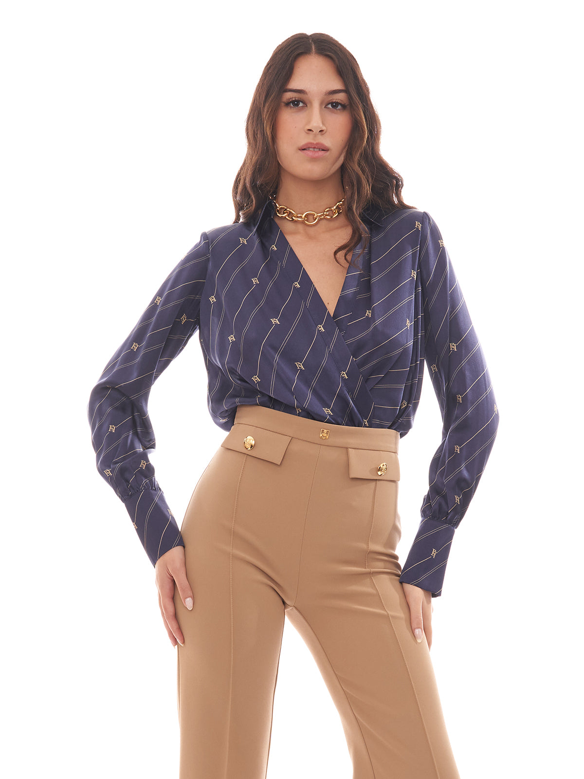 Camicia body in georgette di seta stampata Elisabetta Franchi