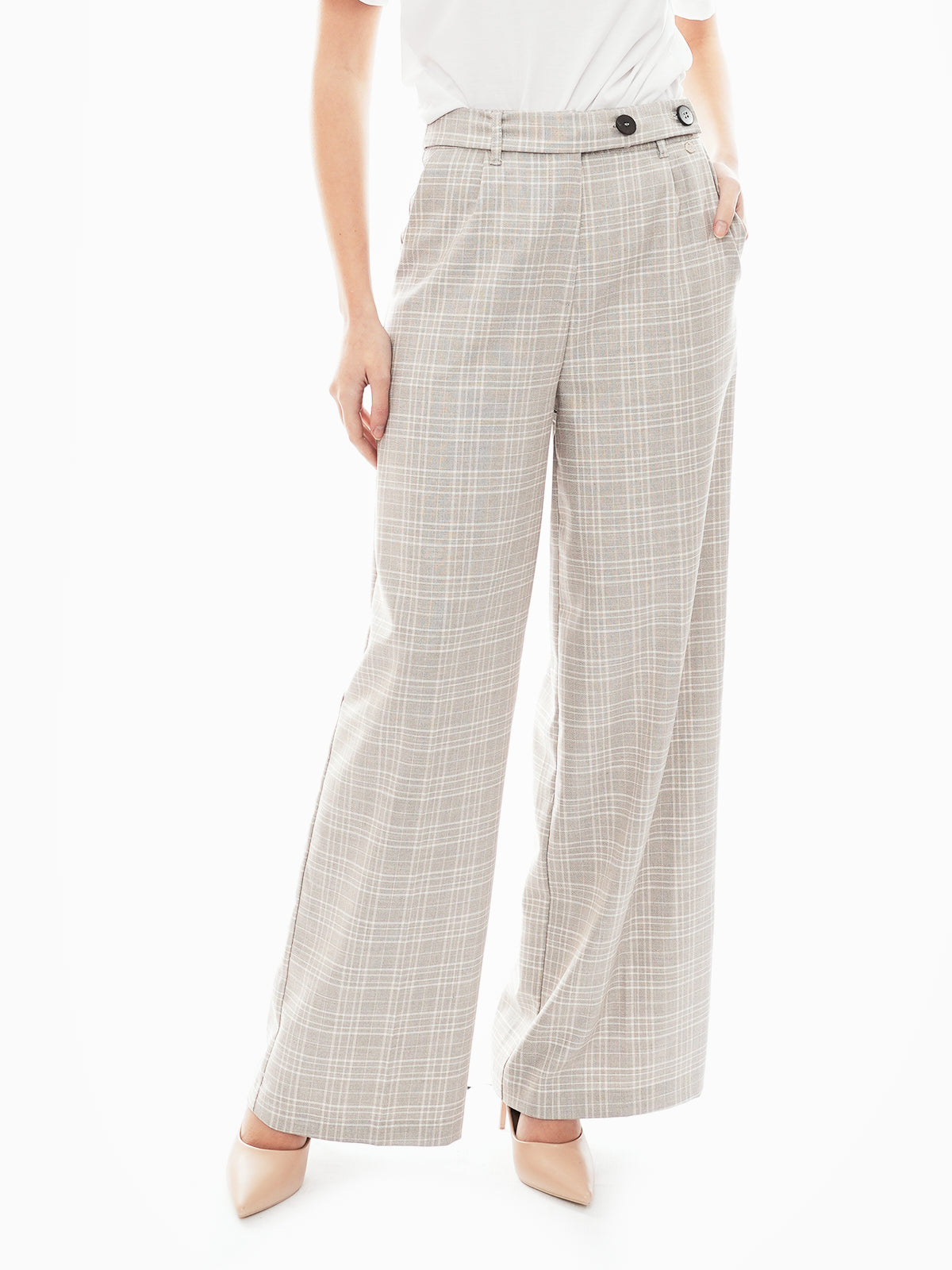 Pantalone gamba larga check Rinascimento