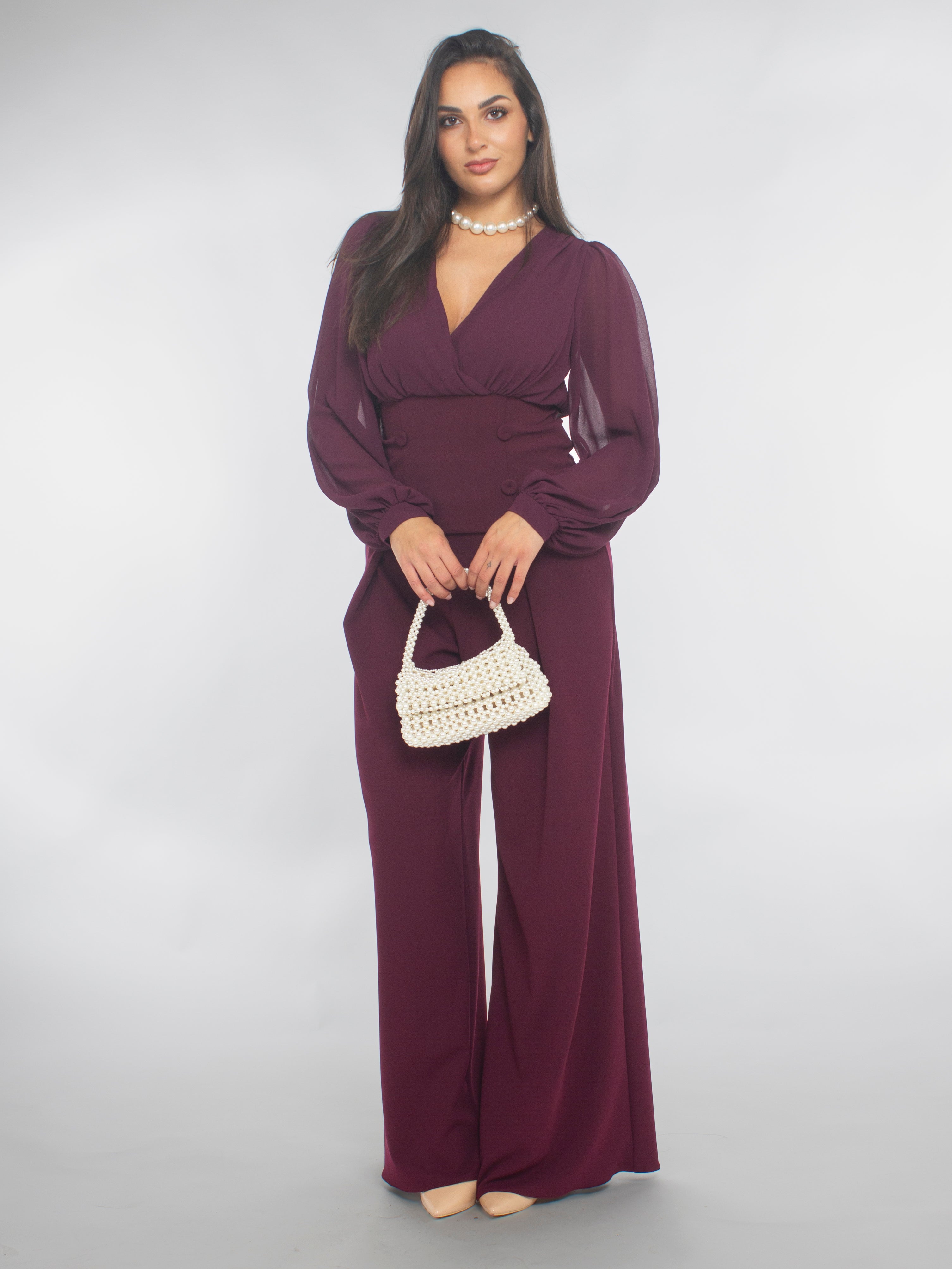 Blusa in Georgette con Bottoni Ricoperti Rinascimento
