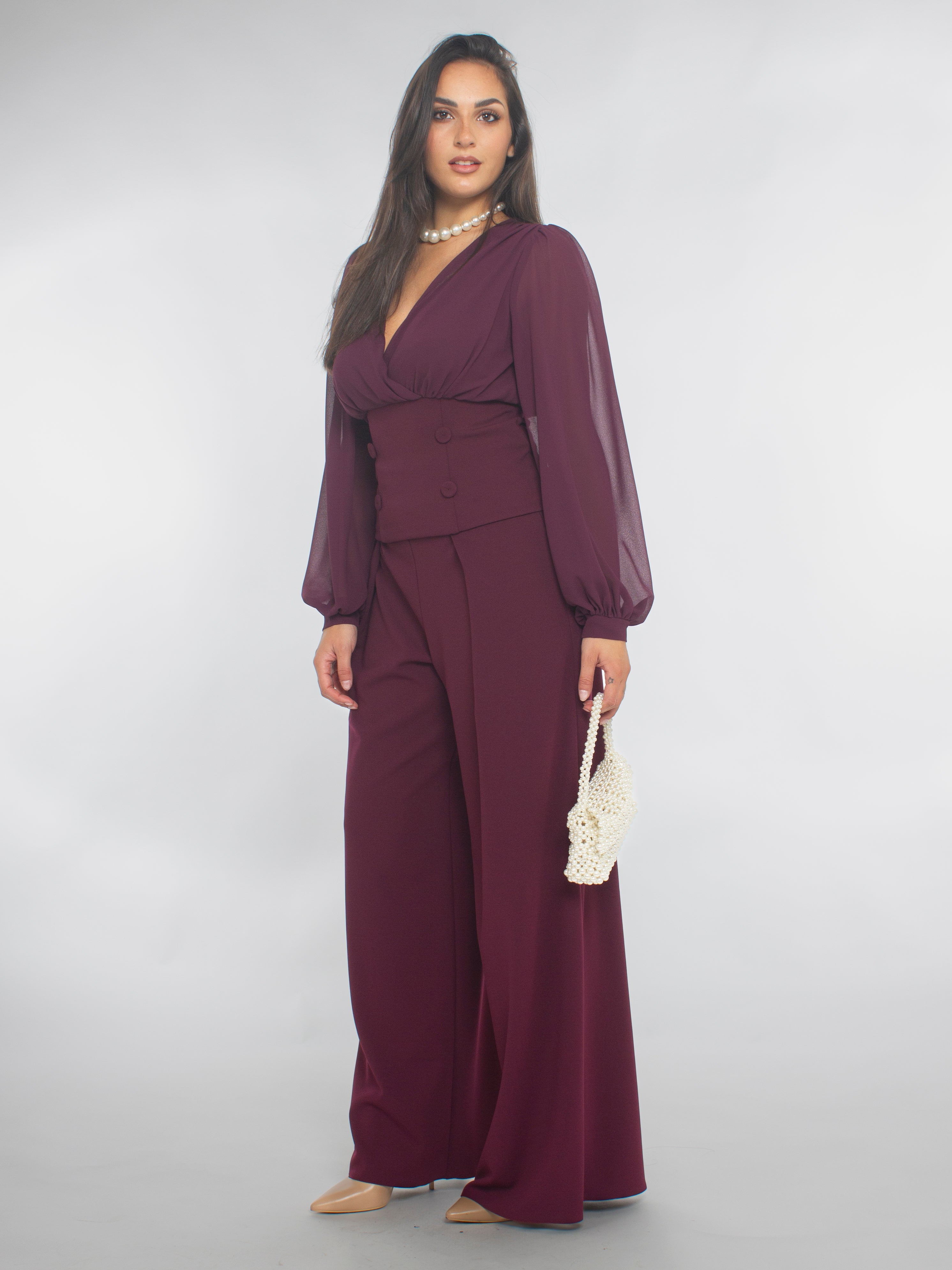 Pantalone con Pinces in Scuba mano Crepe Rinascimento