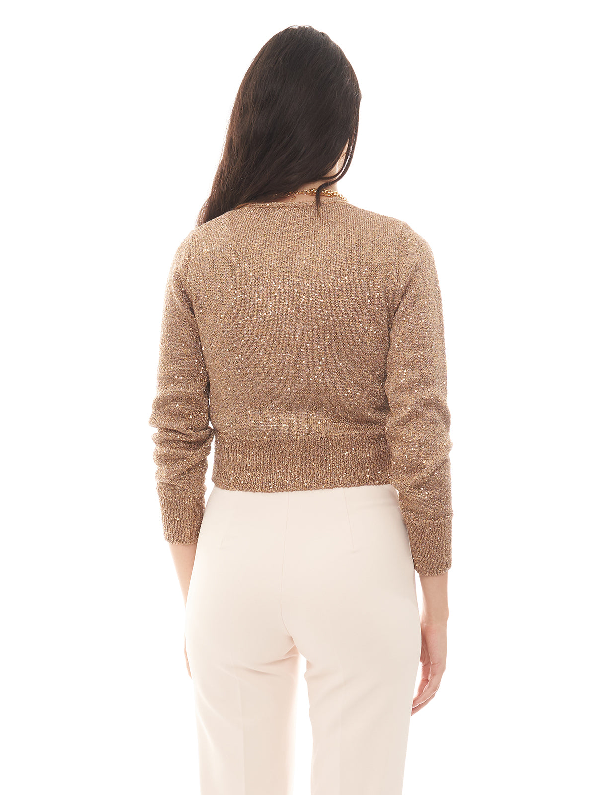 Cardigan crop con paillettes Ermanno Firenze