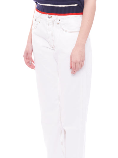 Jeans bianco con risvolto Vicolo