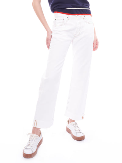 Jeans bianco con risvolto Vicolo