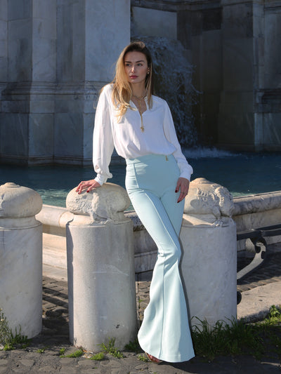 Pantalone a zampa in crêpe stretch con charms Elisabetta Franchi