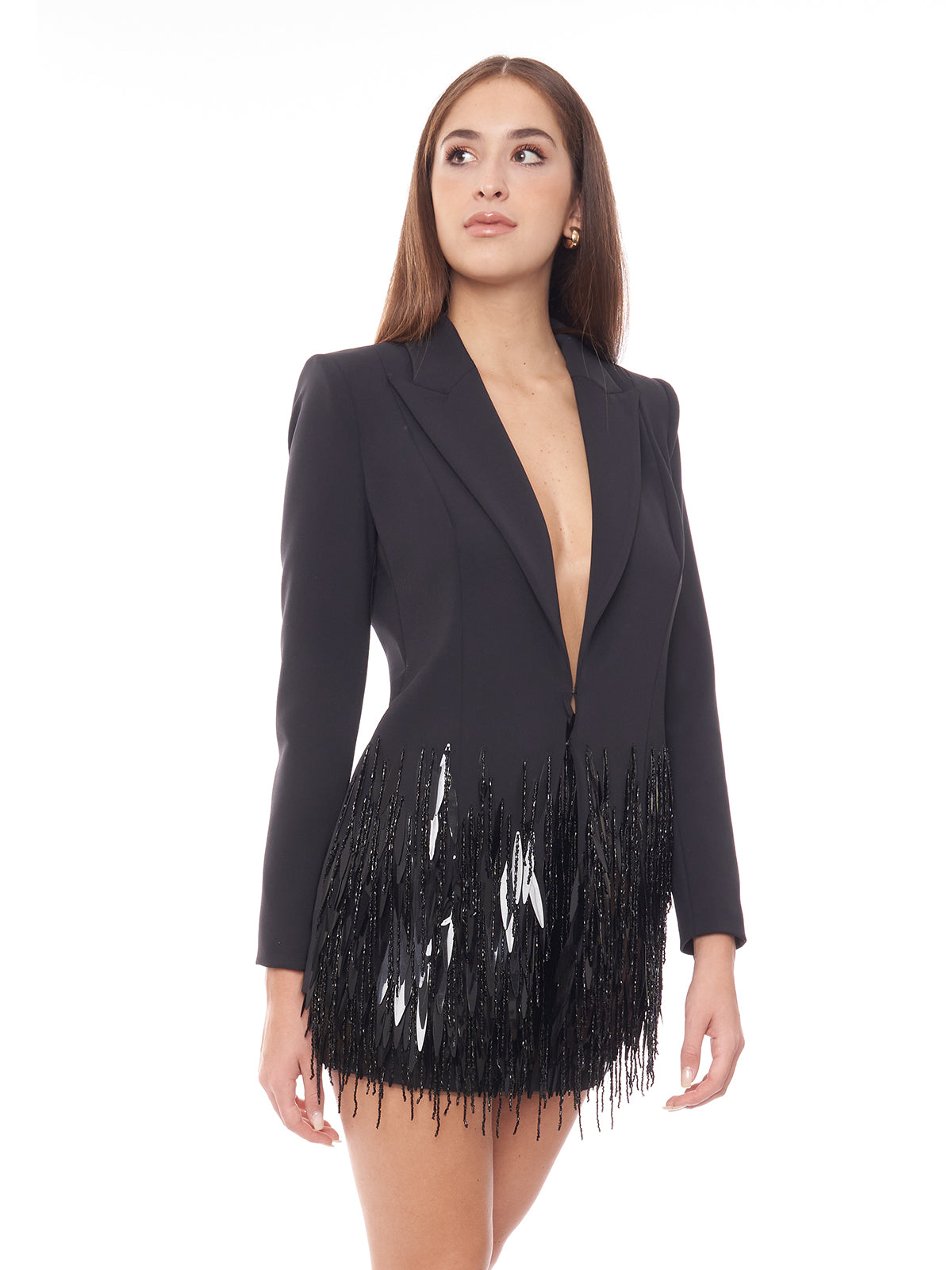 Giacca in crêpe con frange di paillettes Elisabetta Franchi