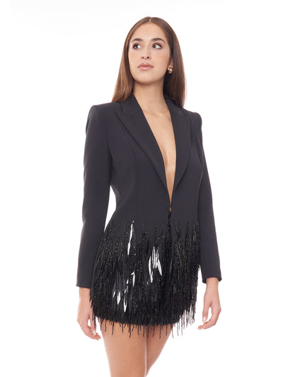 Giacca in crêpe con frange di paillettes Elisabetta Franchi