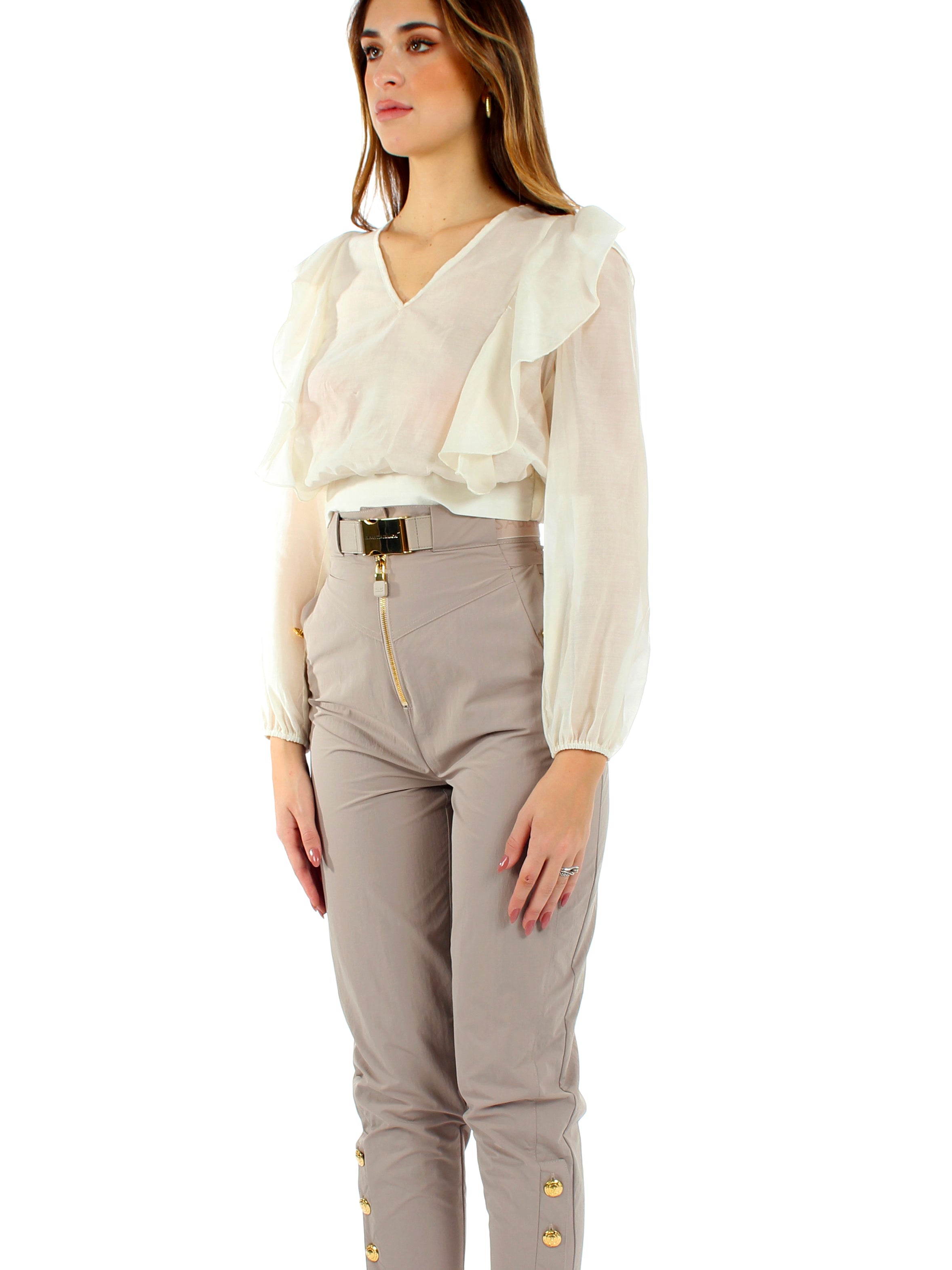 Blusa semi trasparente con voile Rinascimento