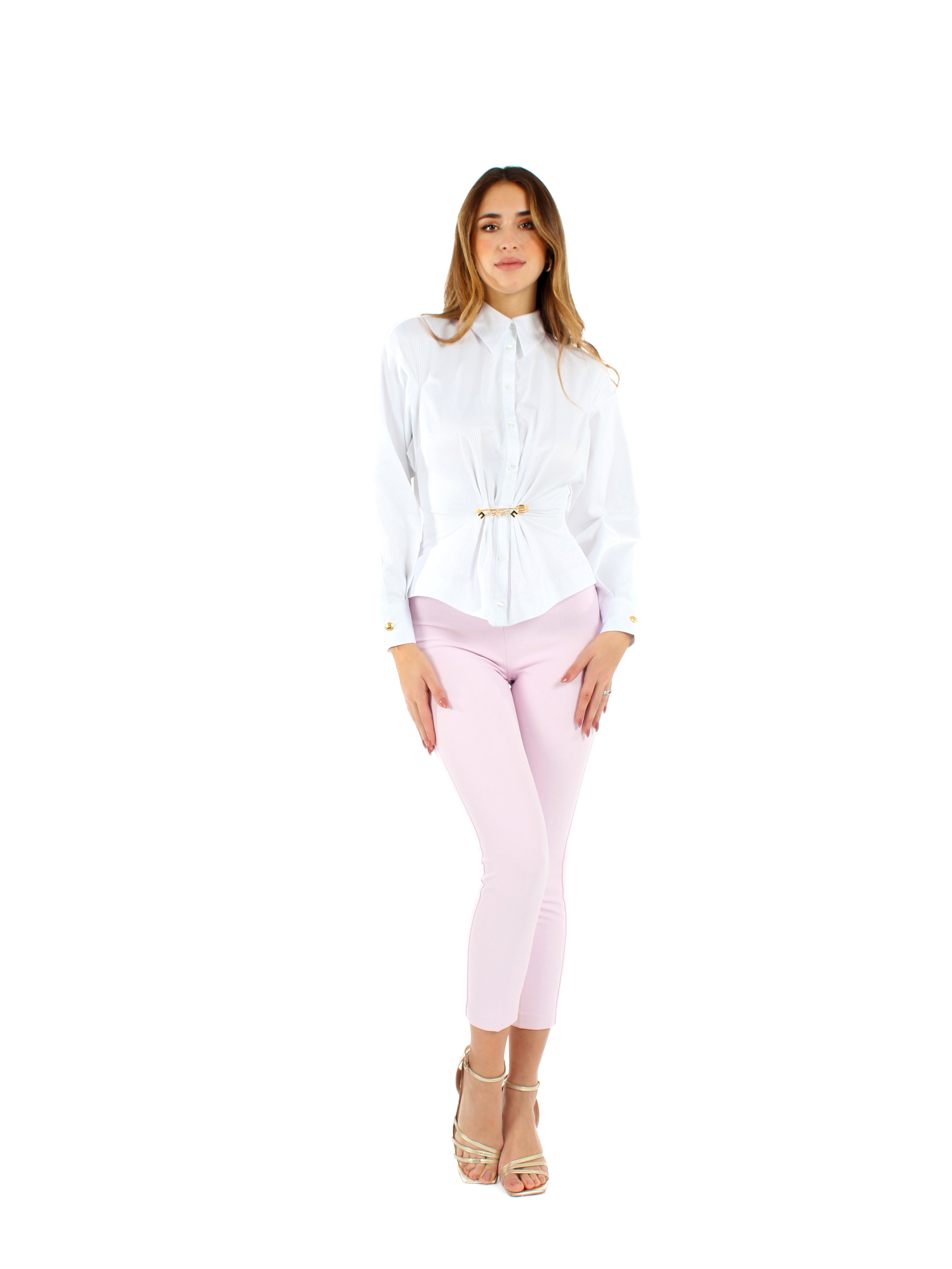 Pantaloni slim in crêpe con placca logo Elisabetta Franchi