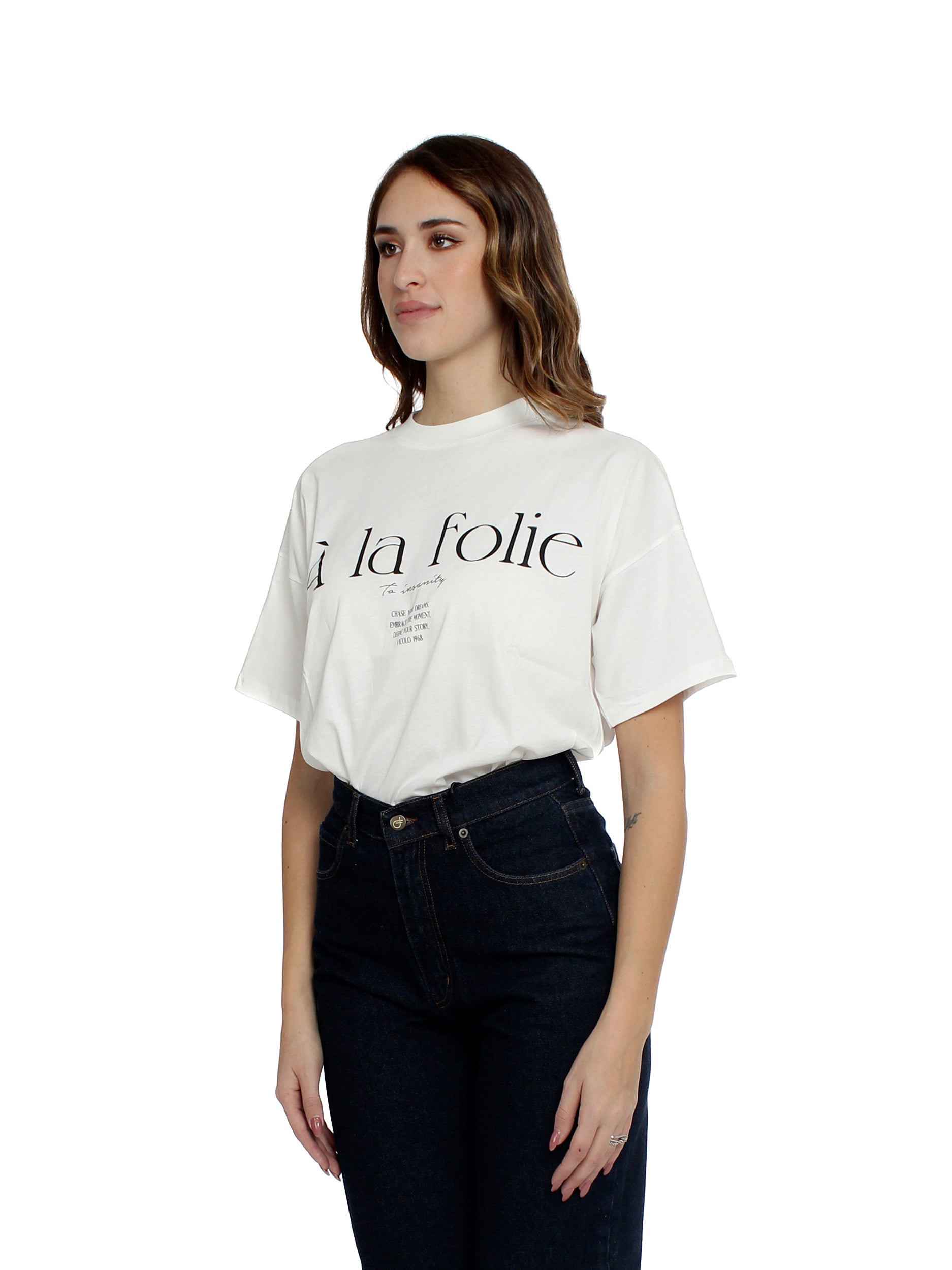 T-shirt over scritta "A la folie" Vicolo