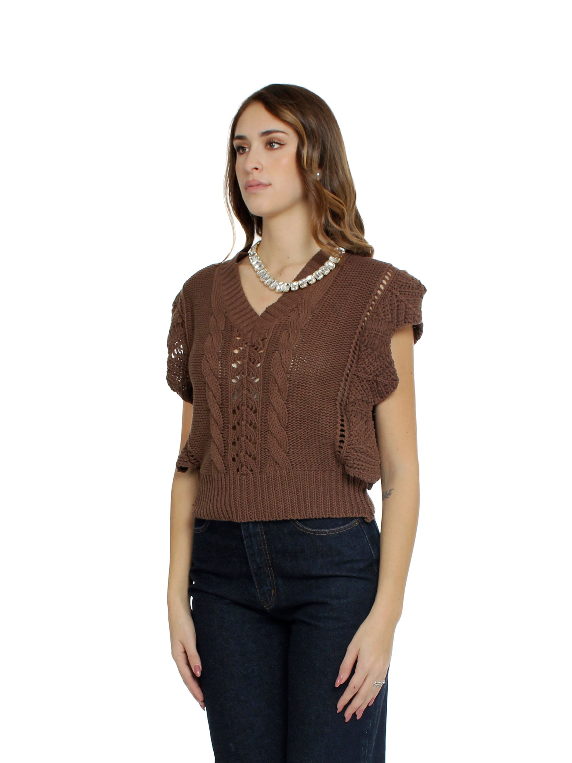 Maglia crochet scollo v Vicolo