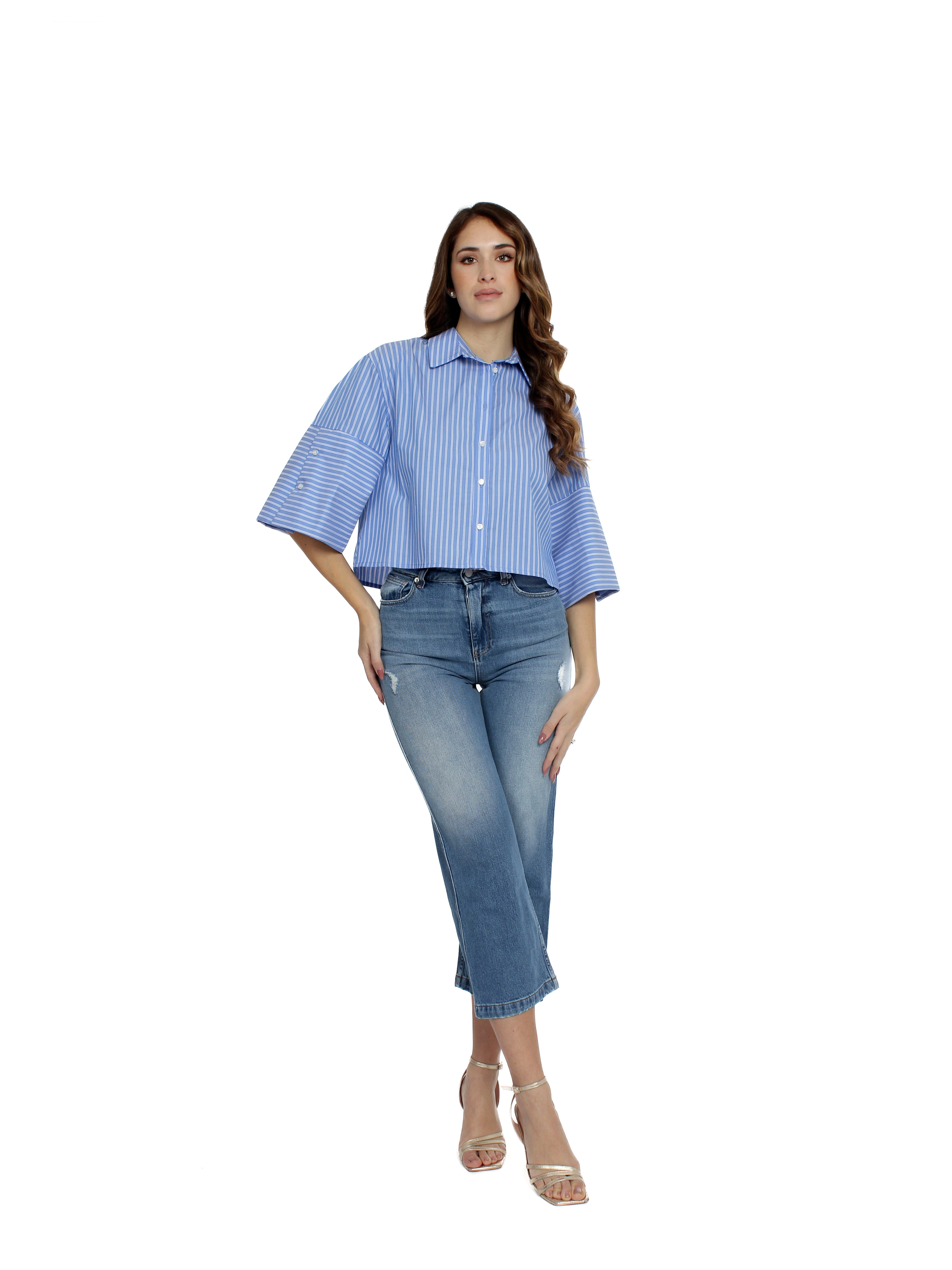 Camicia crop a righe Vicolo