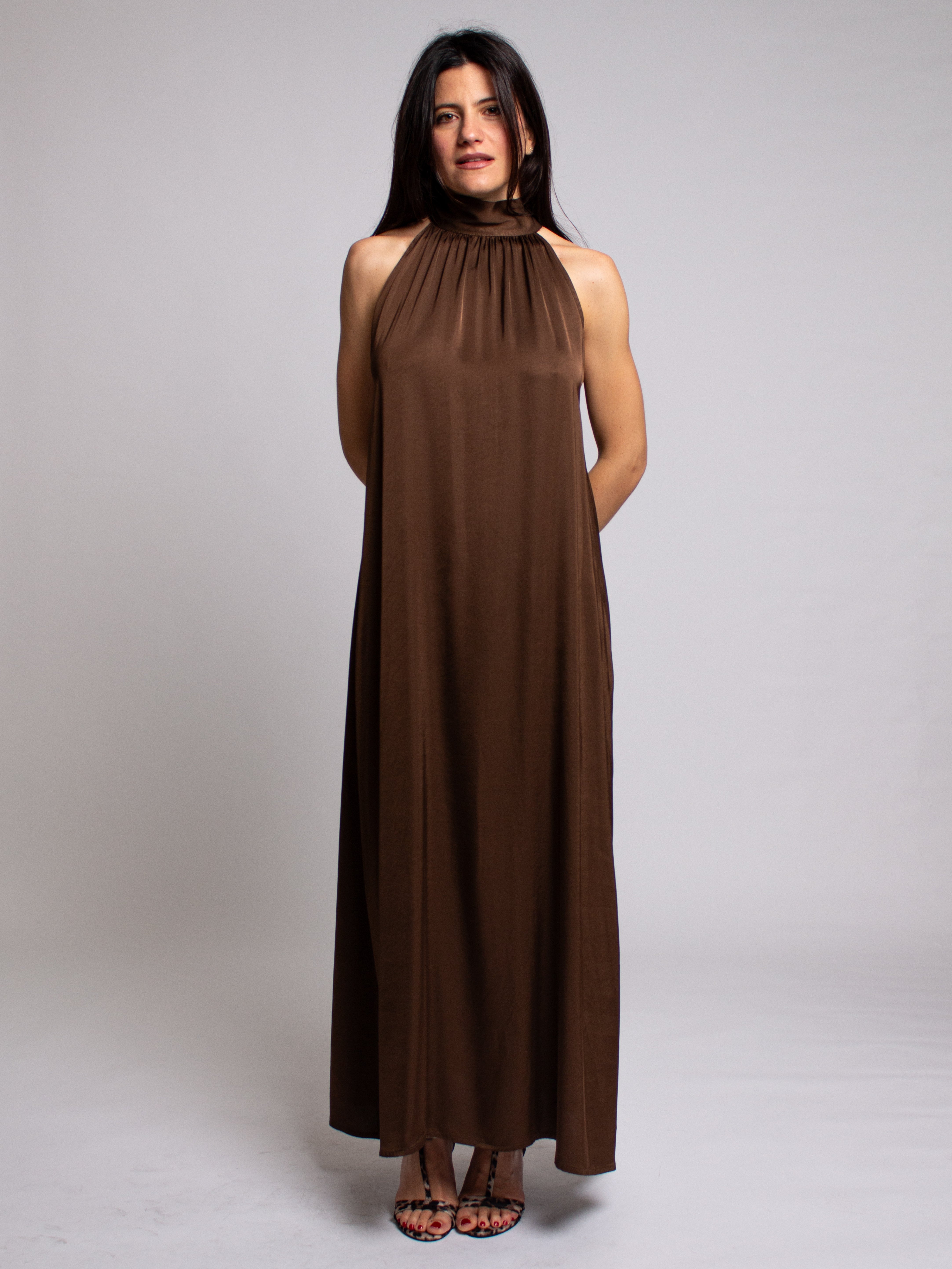 Abito Satin Fiocco sul Retro Vicolo