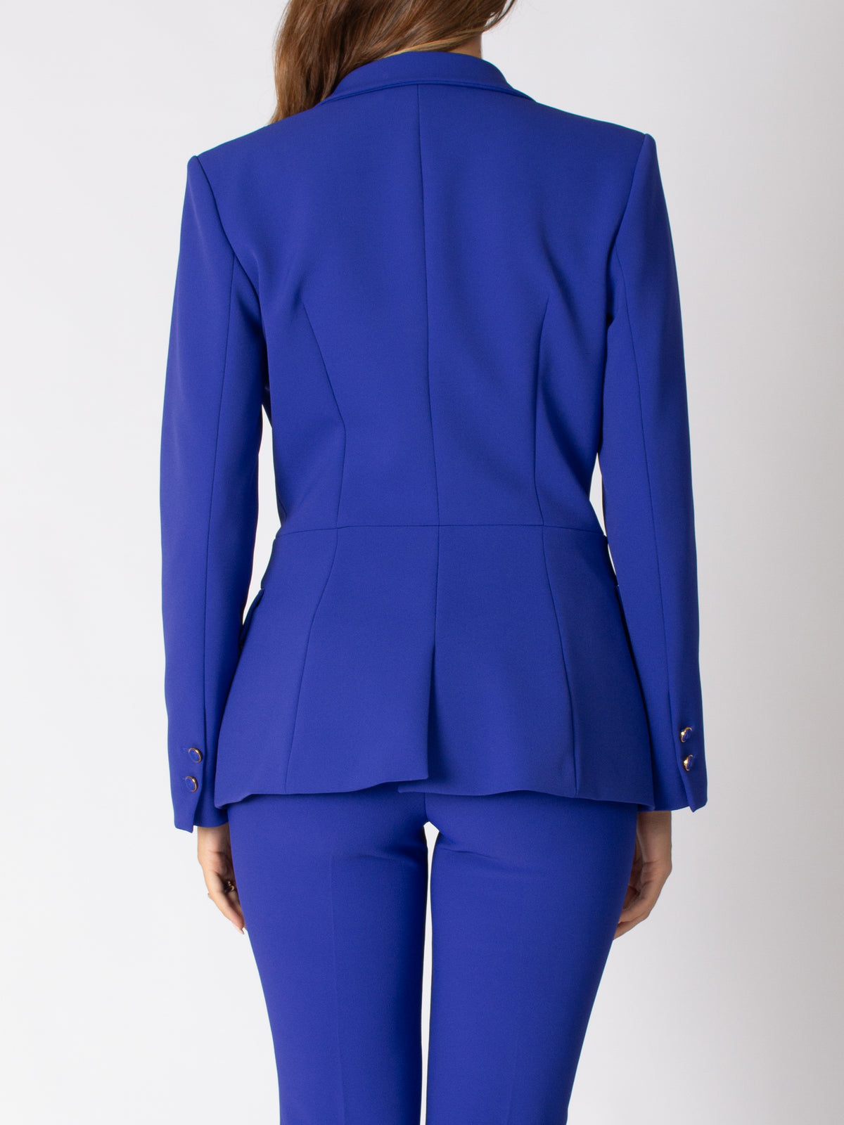 Elisabetta Franchi double-breasted crêpe jacket with cut at the waist 