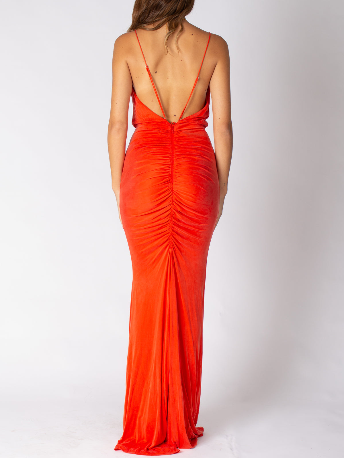 Abito red carpet in jersey cupro drappeggiato Elisabetta Franchi