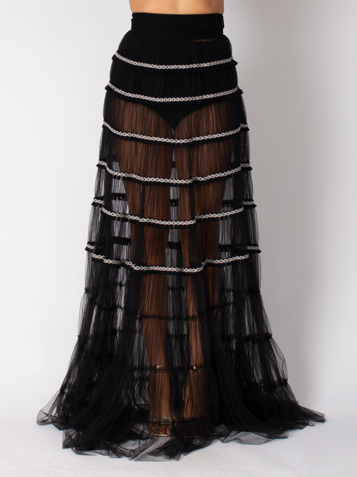 Elisabetta Franchi flounced long skirt