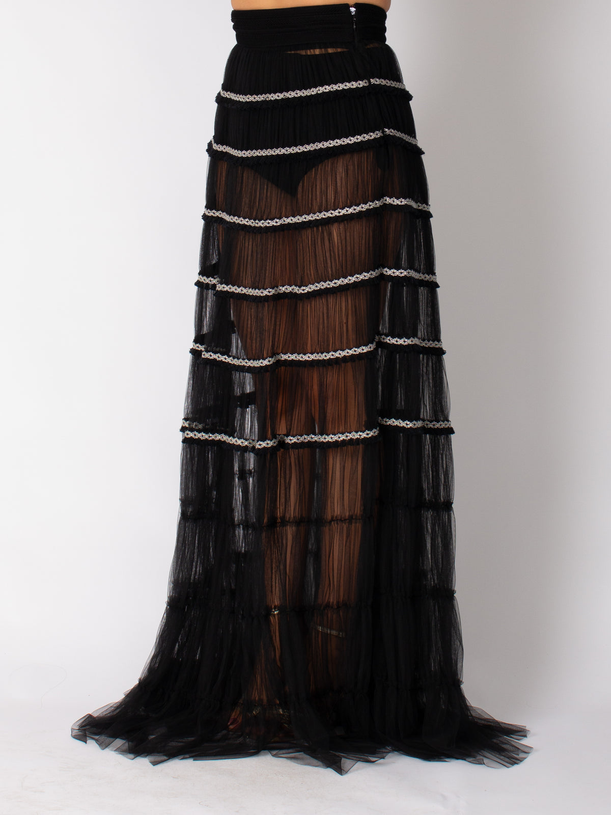 Elisabetta Franchi flounced long skirt