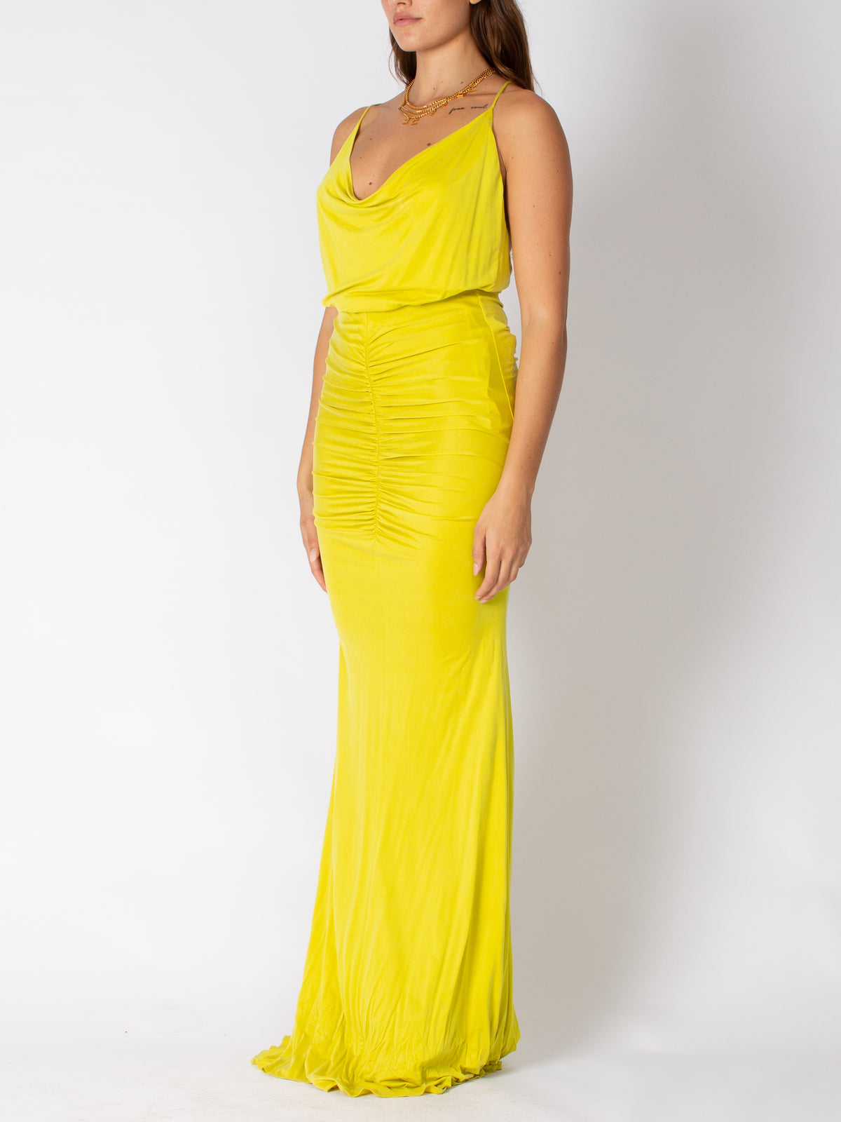 Abito red carpet in jersey cupro drappeggiato Elisabetta Franchi