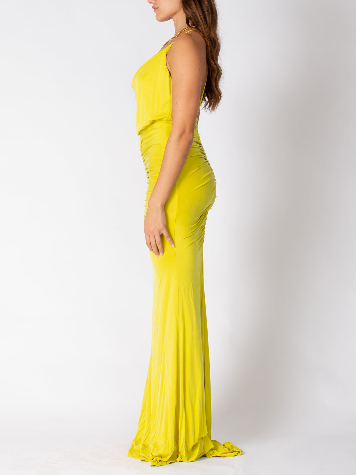 Abito red carpet in jersey cupro drappeggiato Elisabetta Franchi