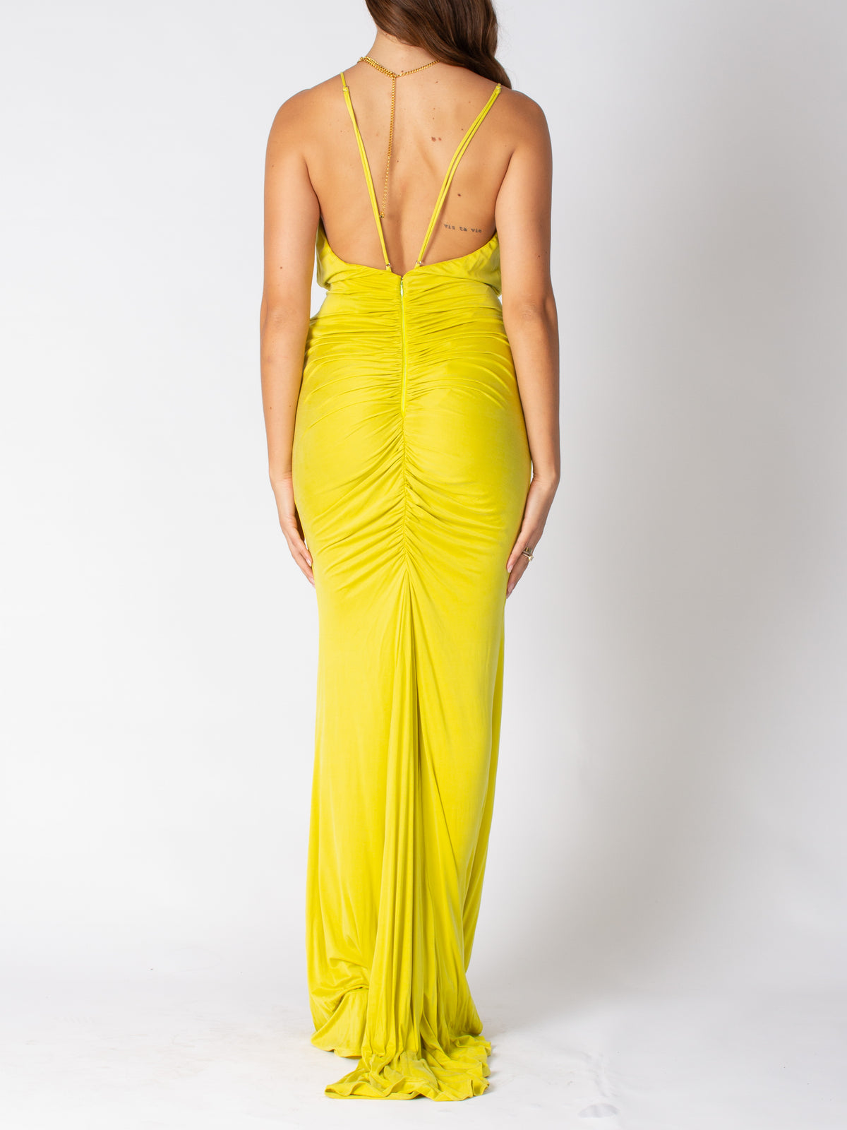 Abito red carpet in jersey cupro drappeggiato Elisabetta Franchi