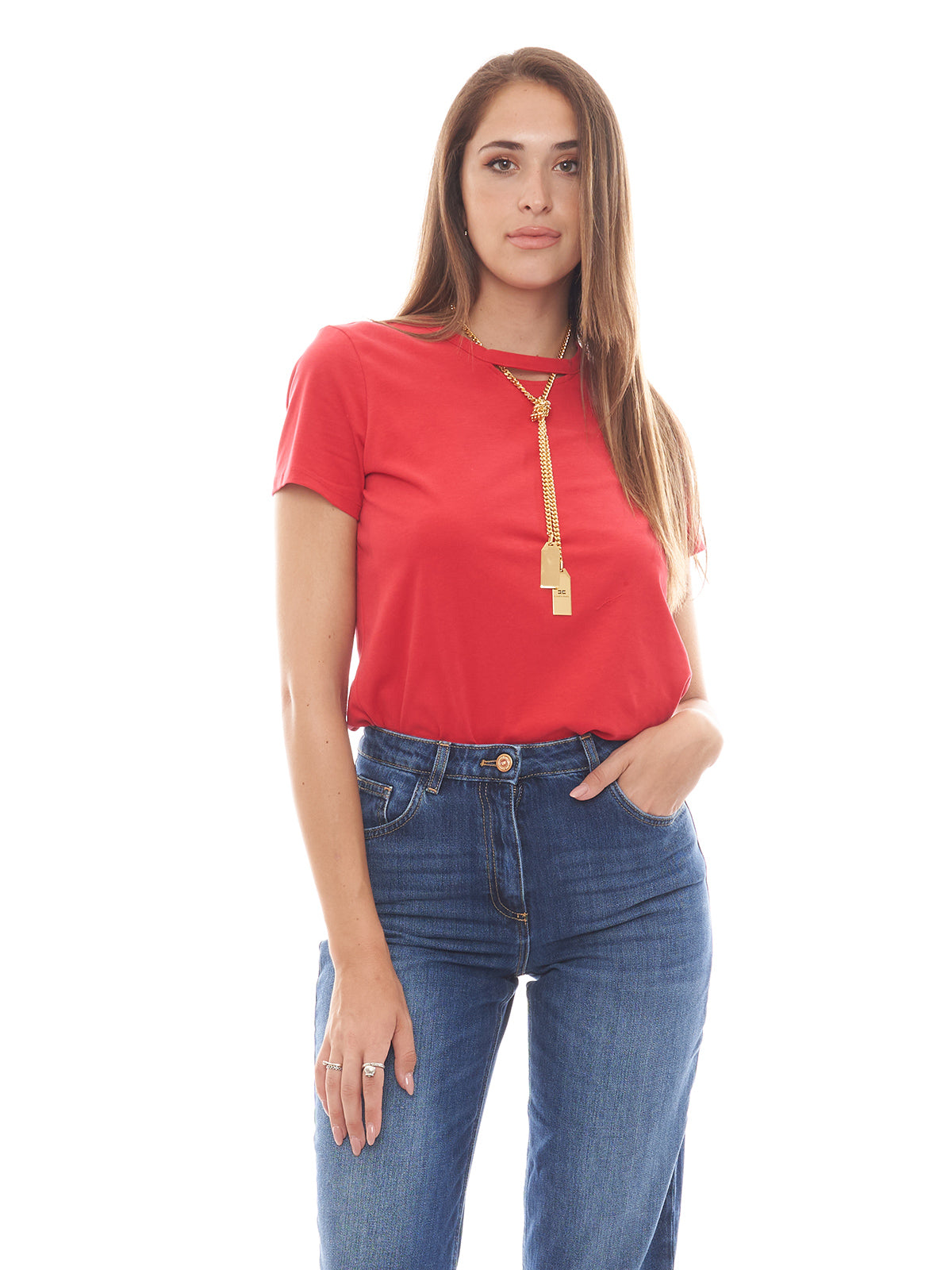 T-shirt in jersey con collana Elisabetta Franchi