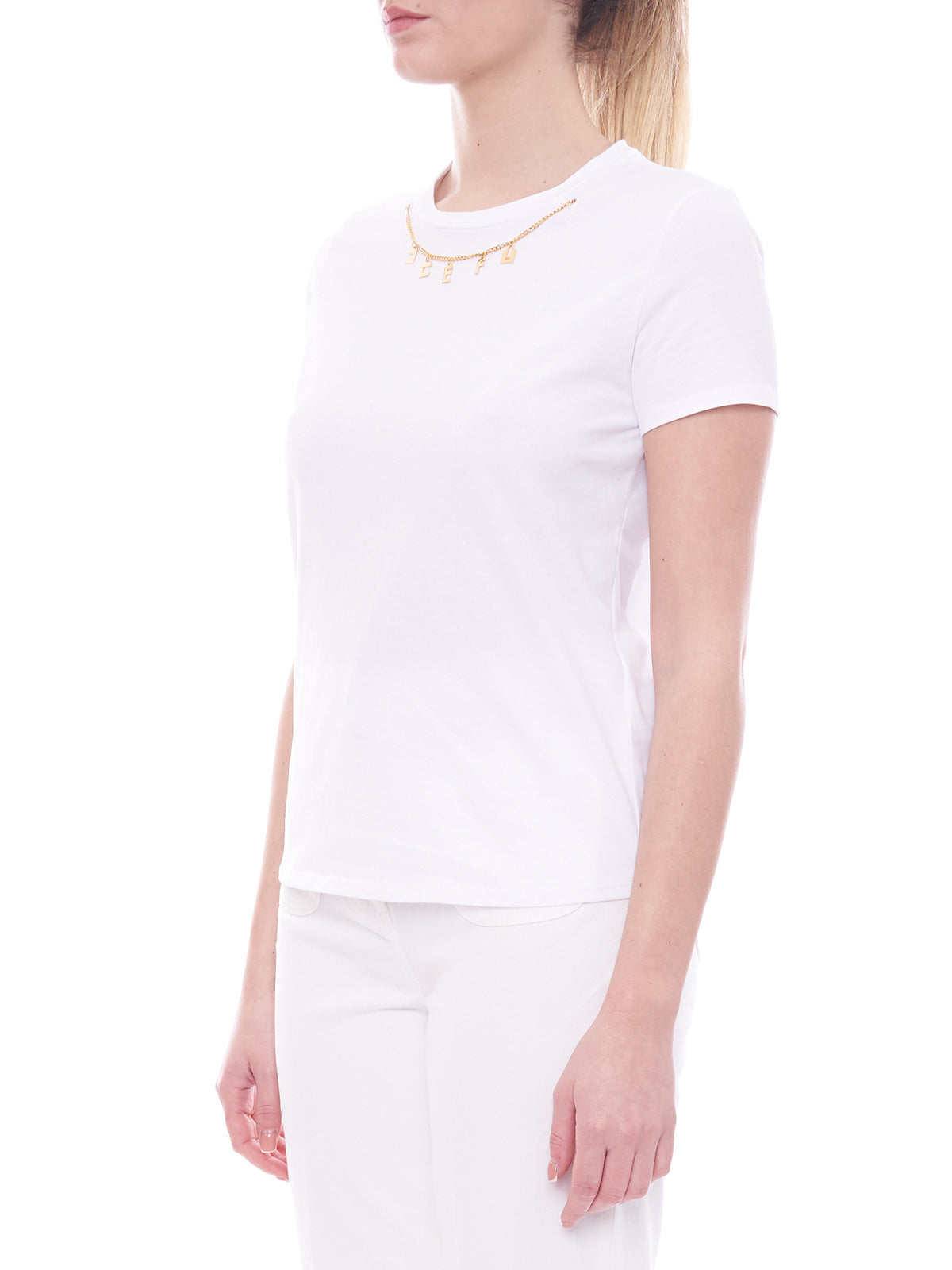 Jersey T-shirt with Elisabetta Franchi charms accessory 