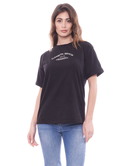 T-Shirt in jersey con stampa logo Elisabetta Franchi