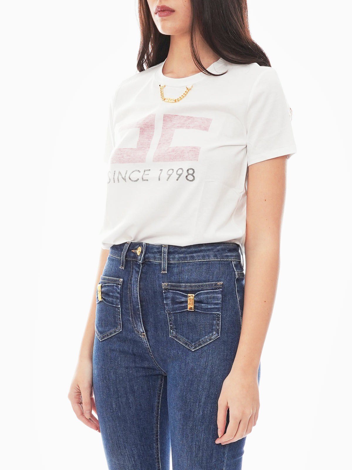 T-shirt logo in cotone Elisabetta Franchi