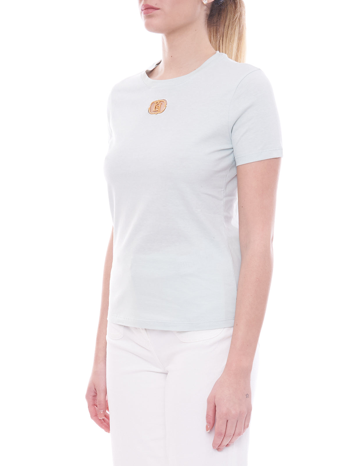 T-shirt in jersey con placca logo Elisabetta Franchi