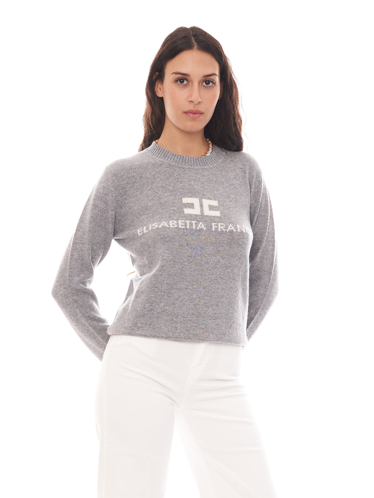 Pullover in misto cashmere con logo Elisabetta Franchi