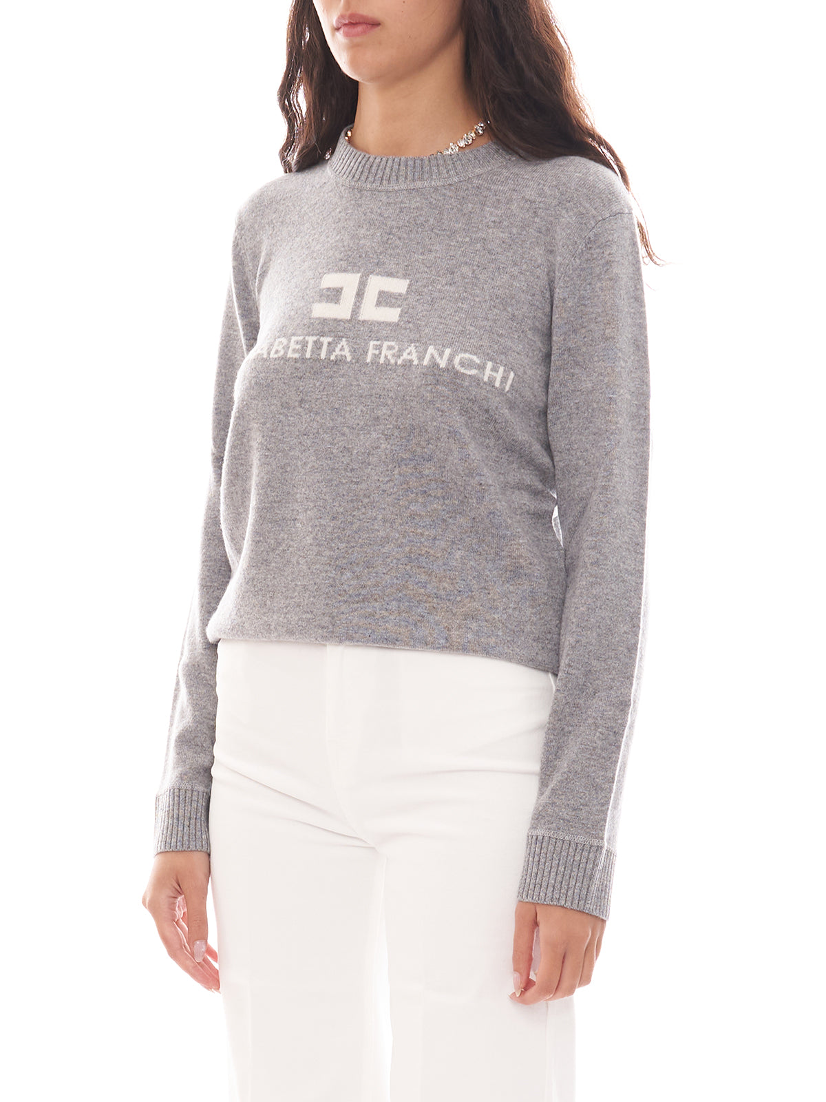 Pullover in misto cashmere con logo Elisabetta Franchi