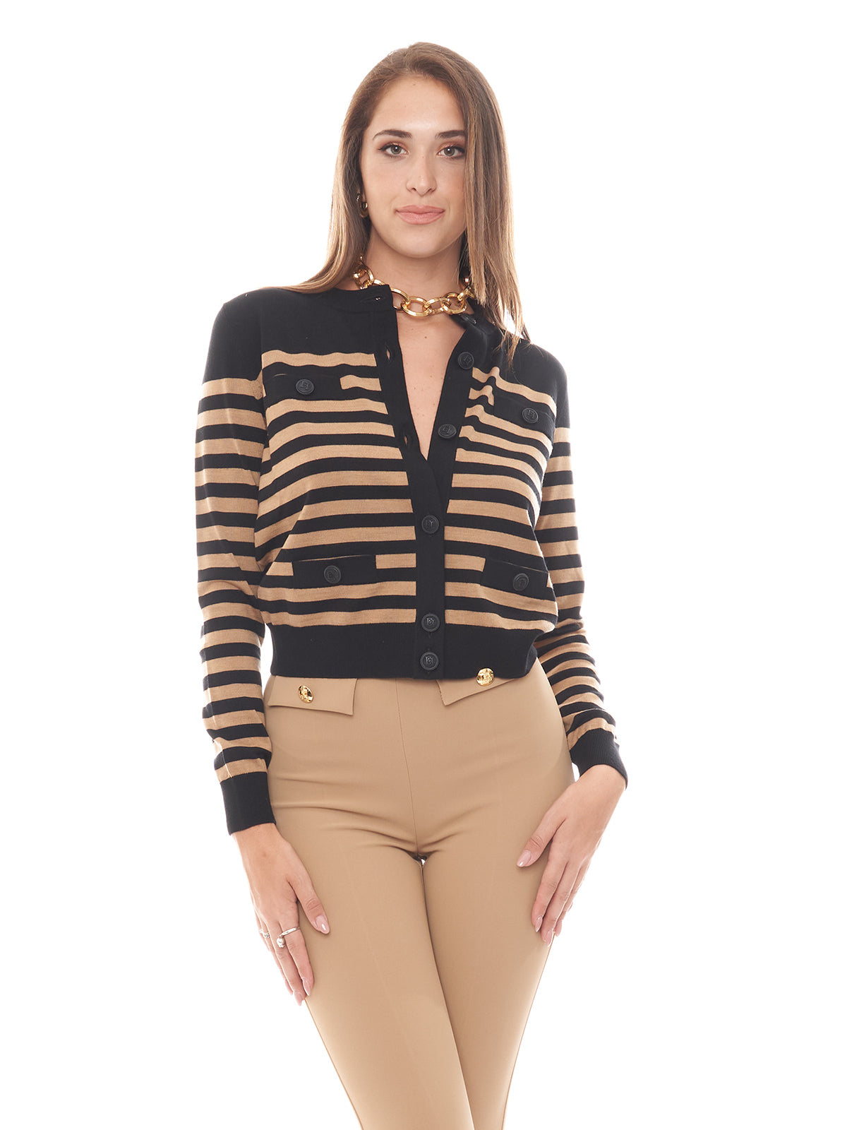 Cardigan in lana a righe Elisabetta Franchi