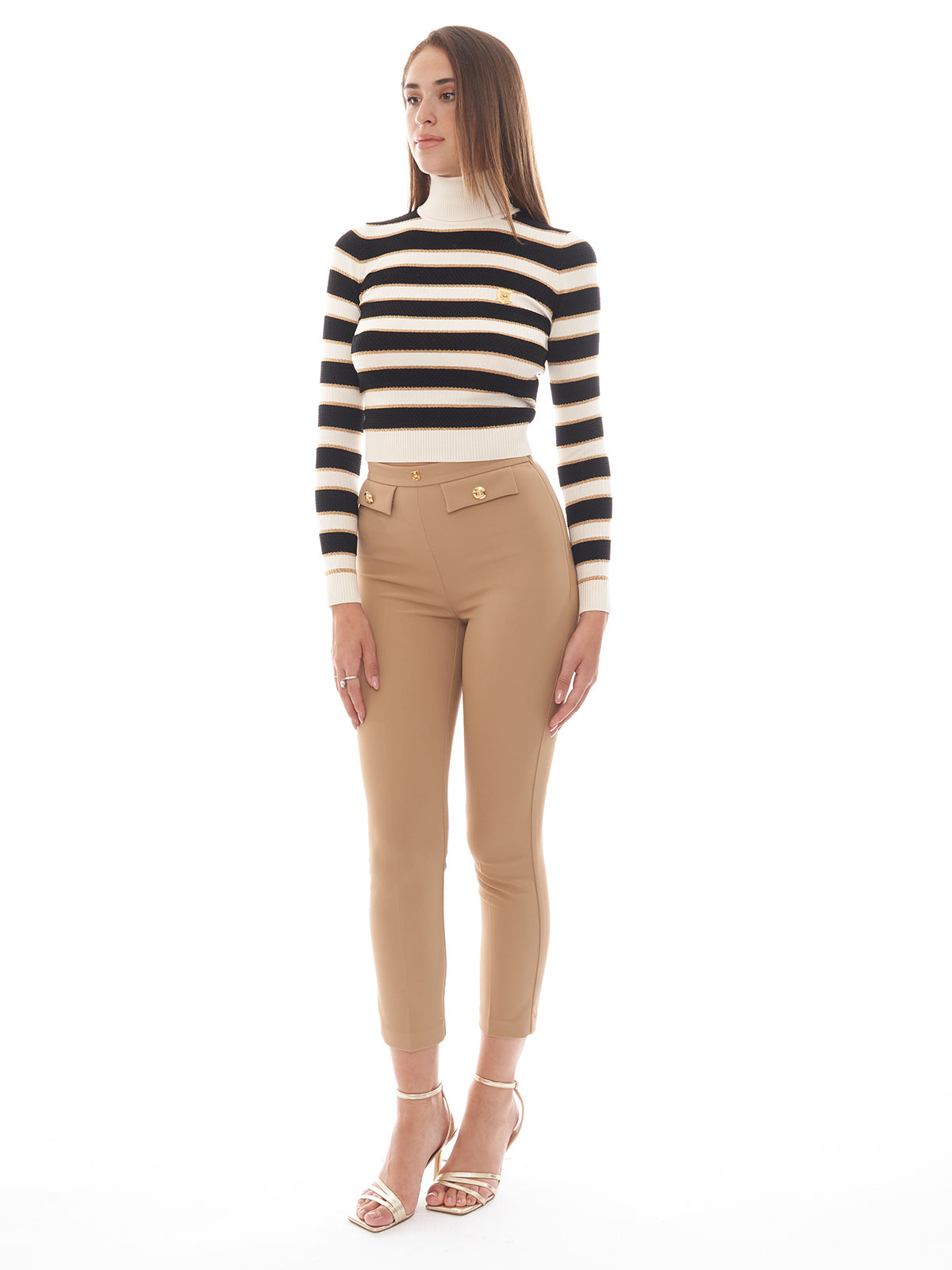 Maglia cropped in viscosa lurex a righe Elisabetta Franchi