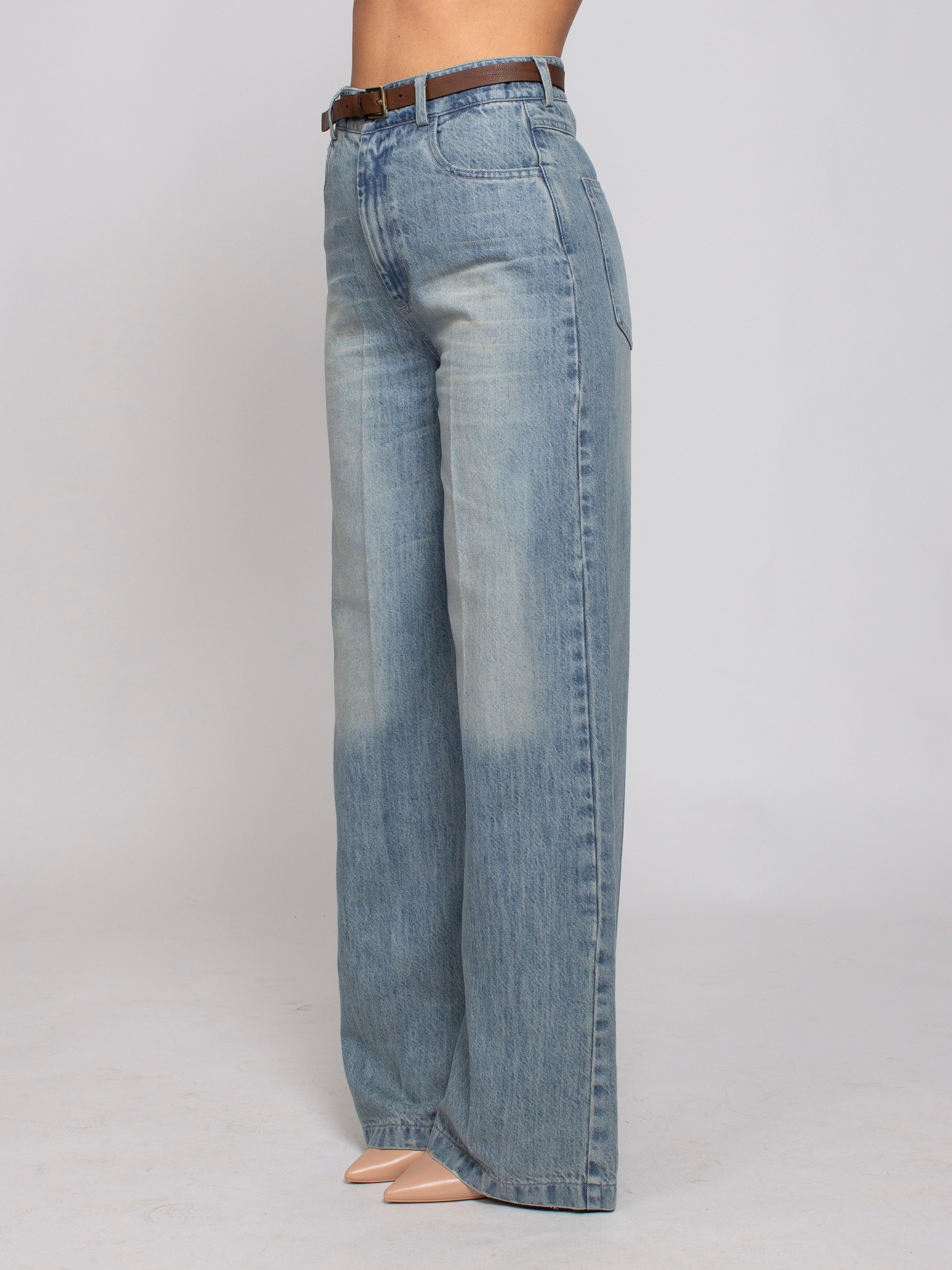 Jeans a Palazzo con Cintura Vicolo