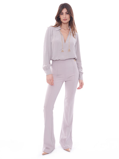 Palazzo trousers in stretch crêpe with Elisabetta Franchi charms 