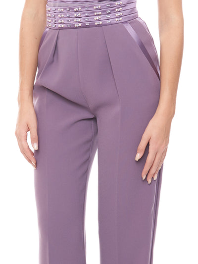 Pantalone in crêpe con fascione ricamato Elisabetta Franchi
