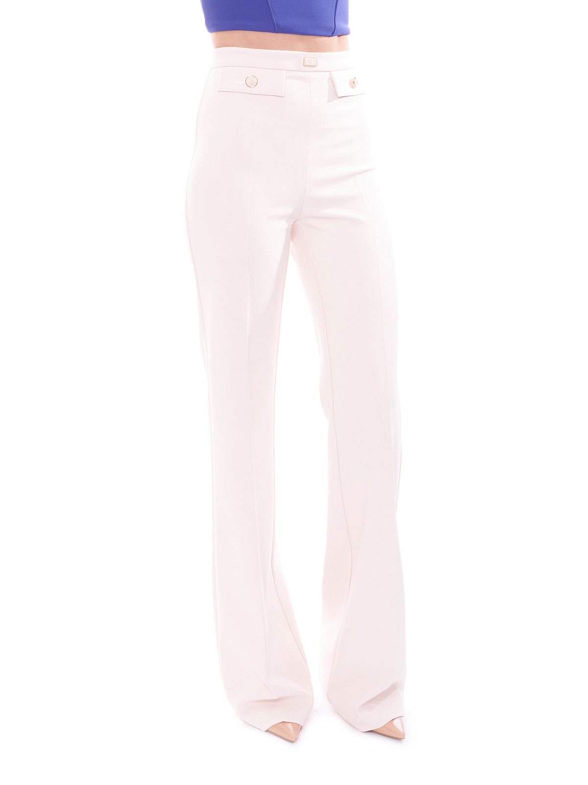 Palazzo trousers in stretch crêpe with flaps
