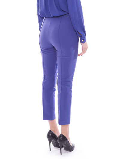 Straight trousers in bi-elastic technical fabric with Elisabetta Franchi horsebit 