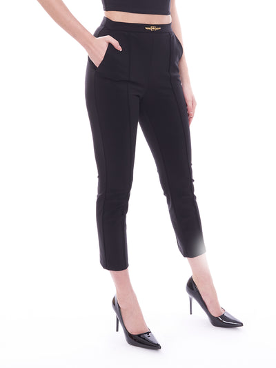 Elisabetta Franchi bi-elastic technical fabric trousers with horsebit 