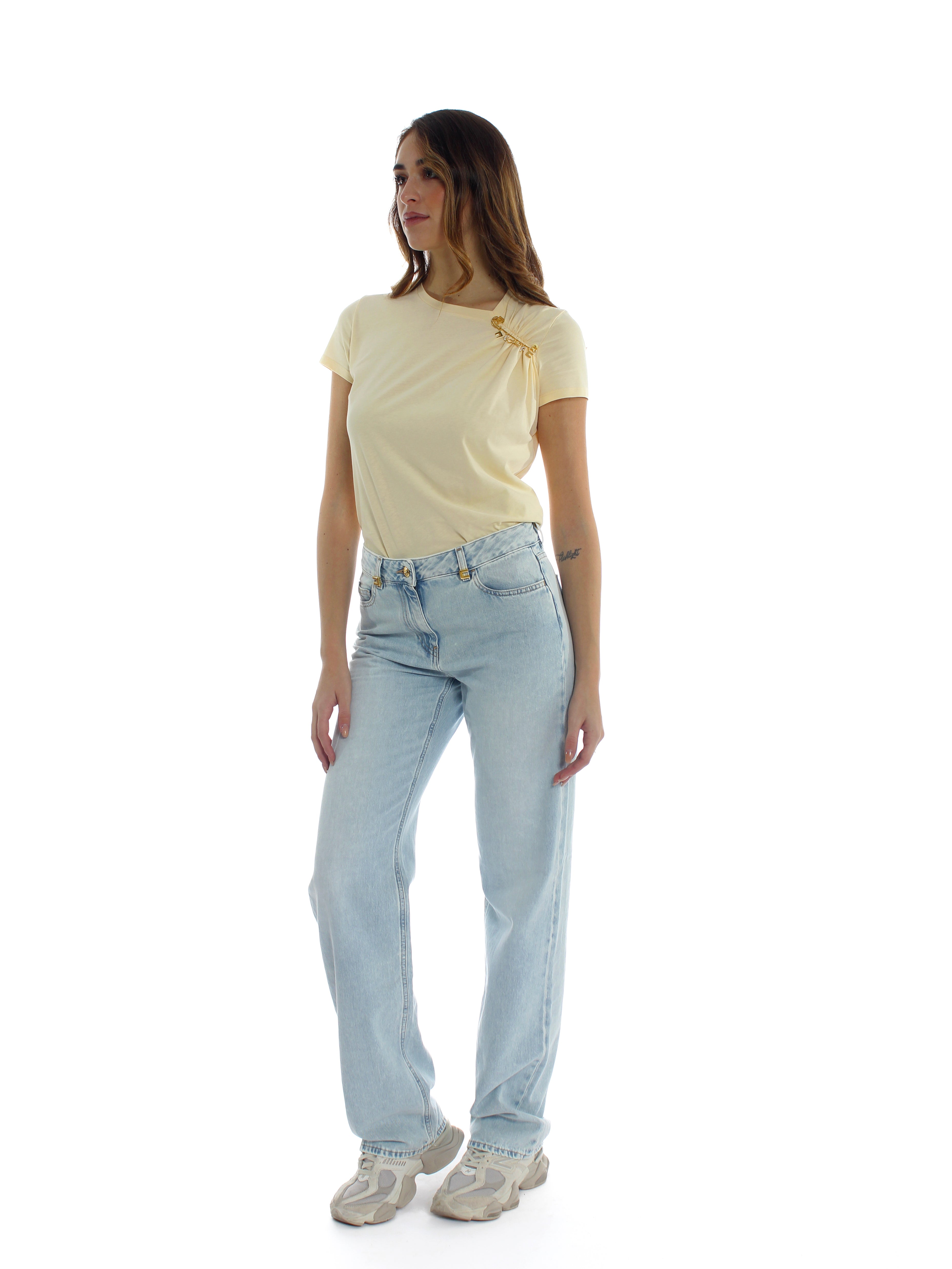 Jeans a palazzo con dettagli logo Elisabetta Franchi