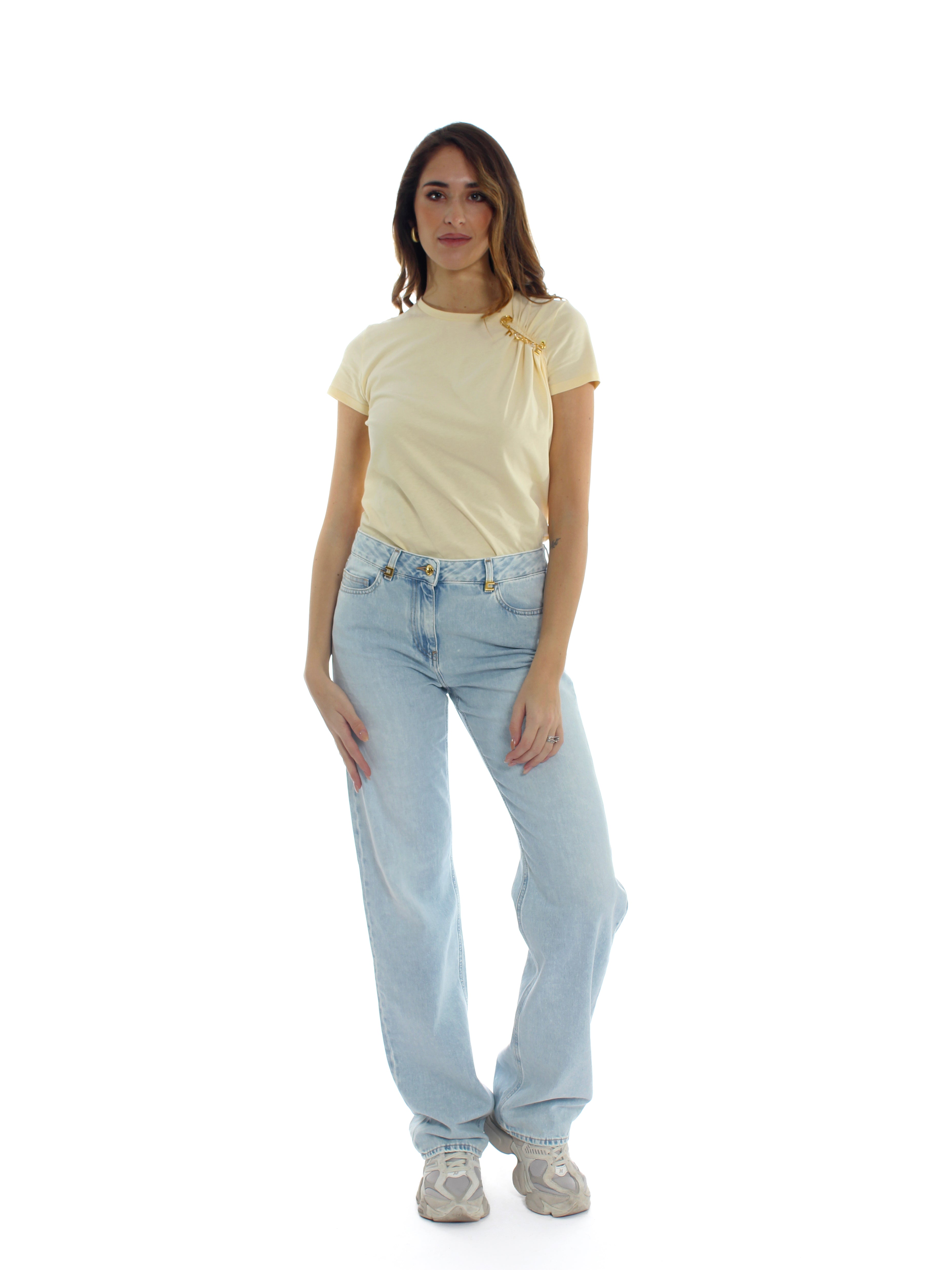 Jeans a palazzo con dettagli logo Elisabetta Franchi