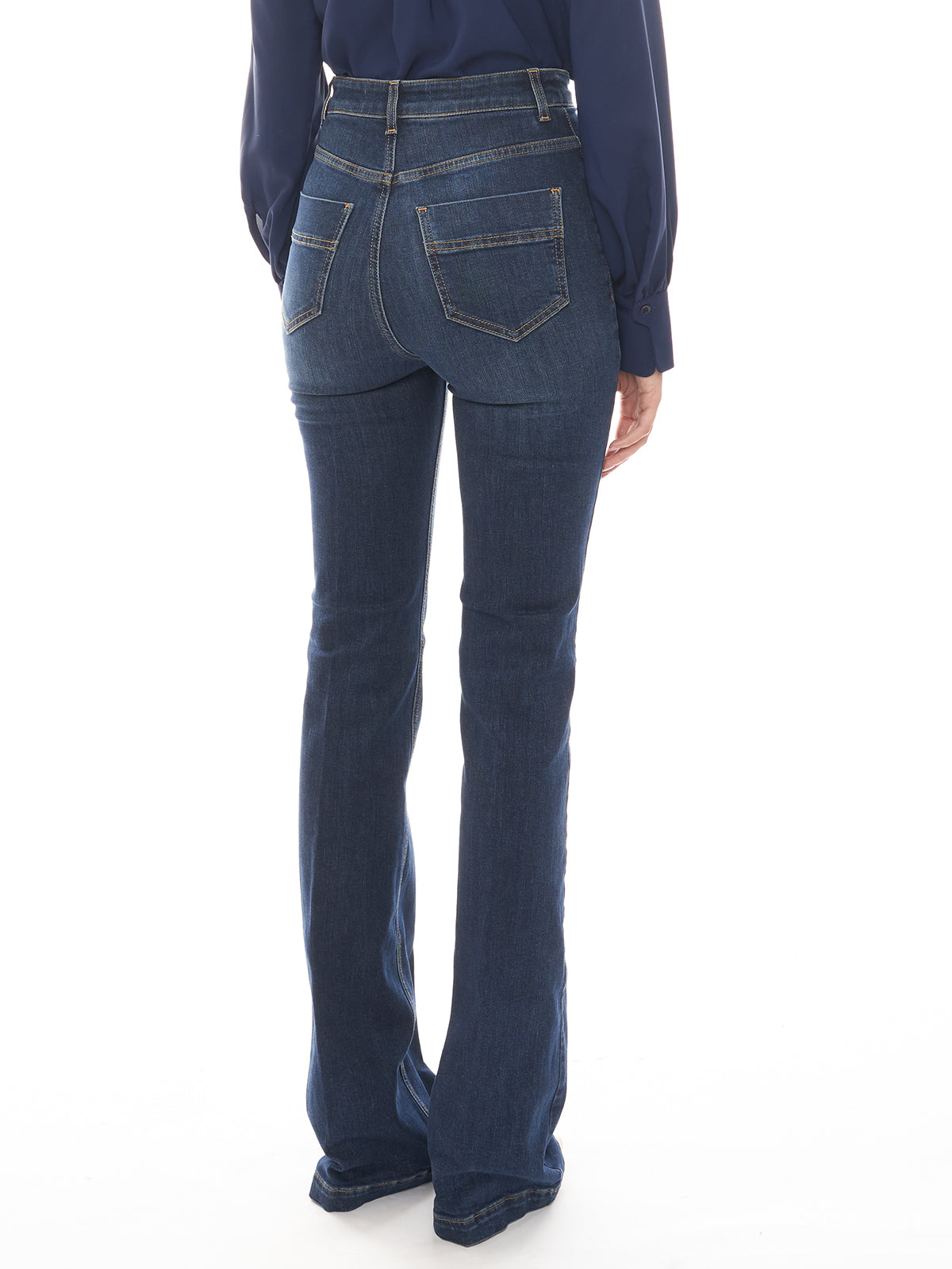 Jeans a zampa in cotone stretch con nervature Elisabetta Franchi