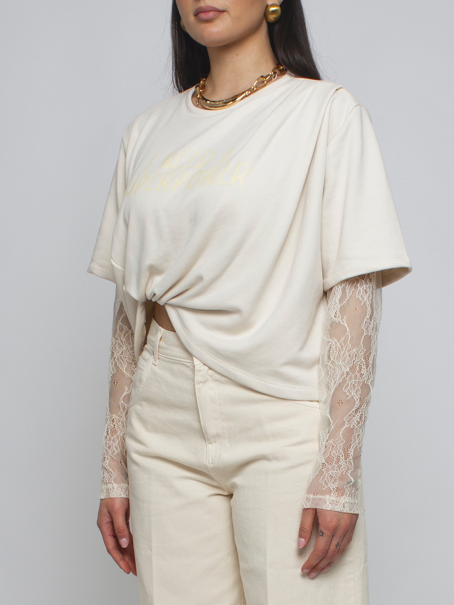 Felpa con maniche in merletto Vicolo