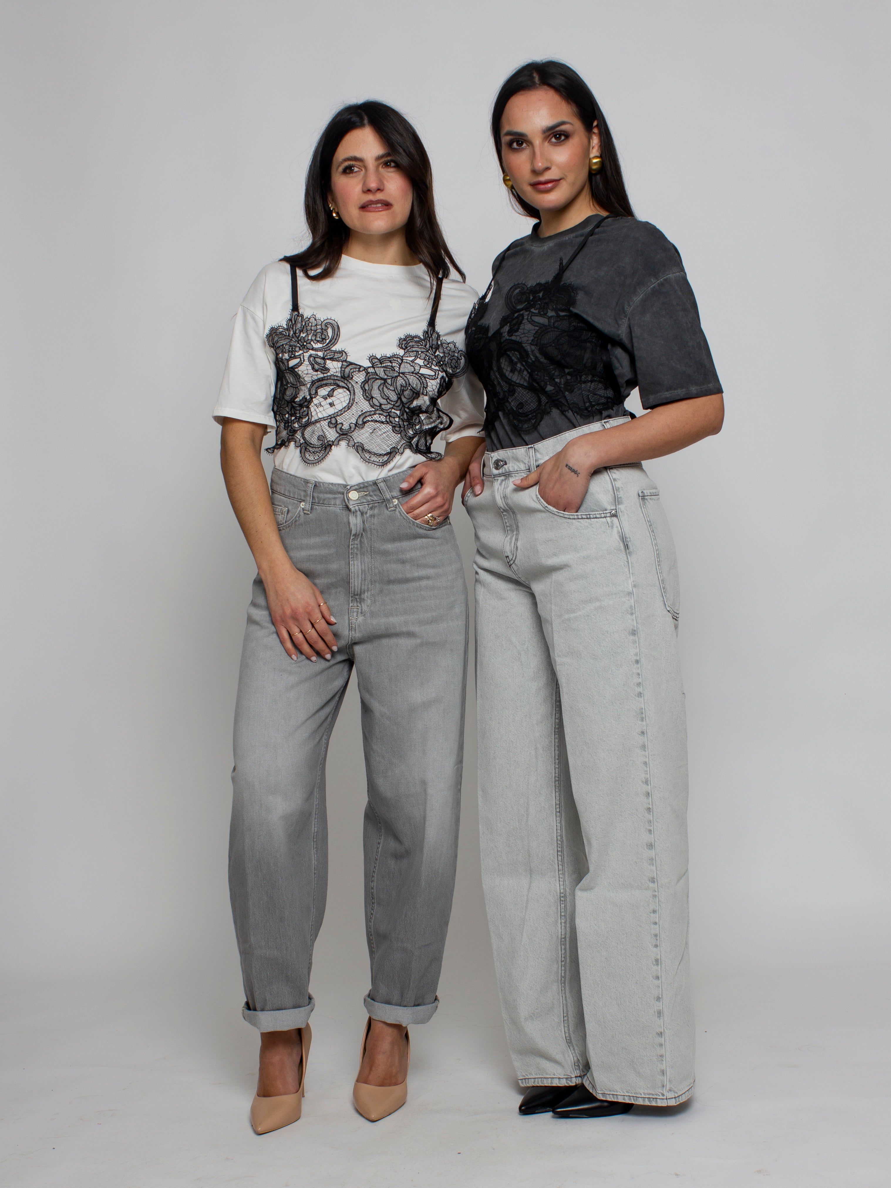 Tshirt con corsetto in pizzo Vicolo