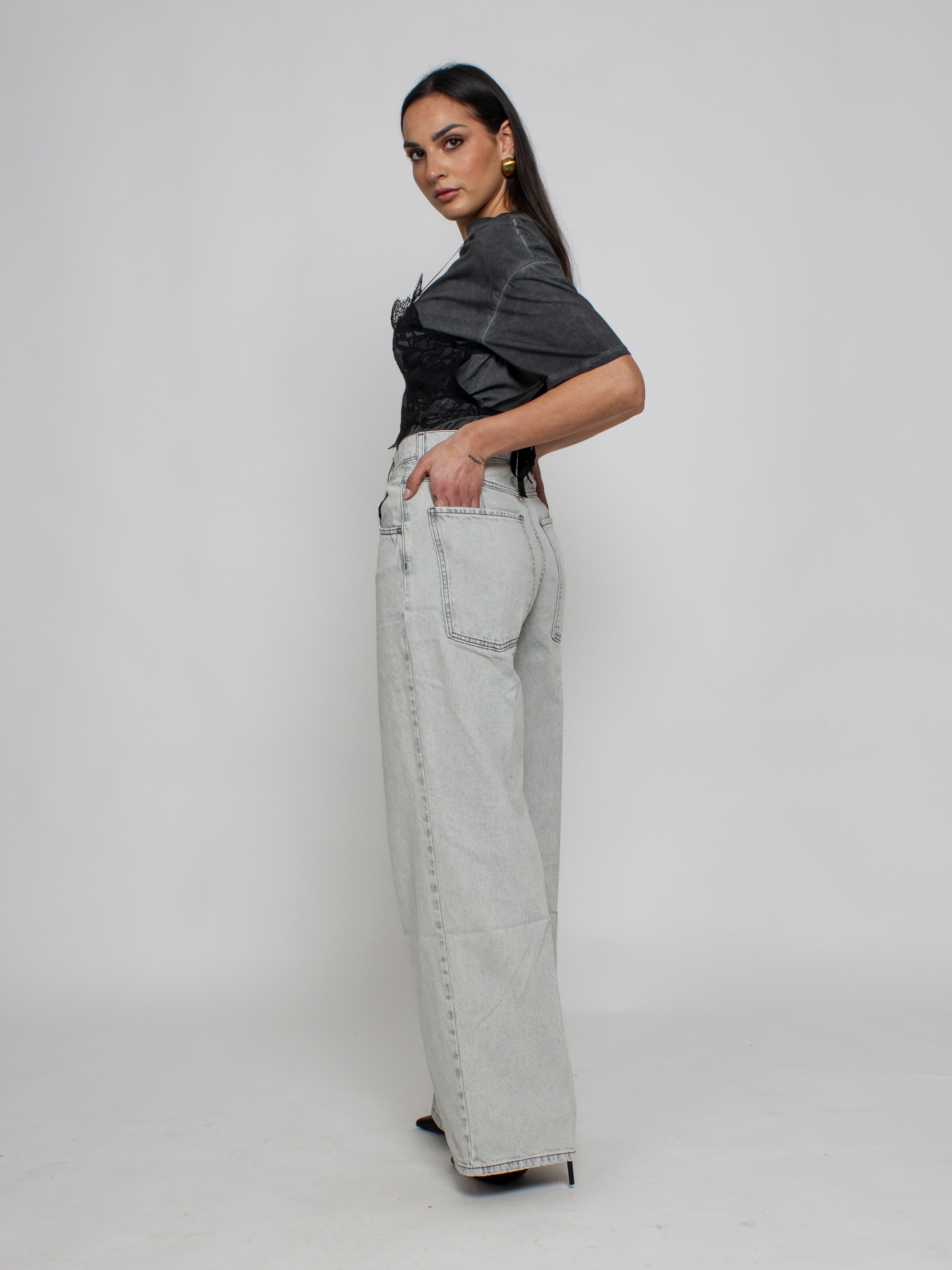 Tshirt con corsetto in pizzo Vicolo