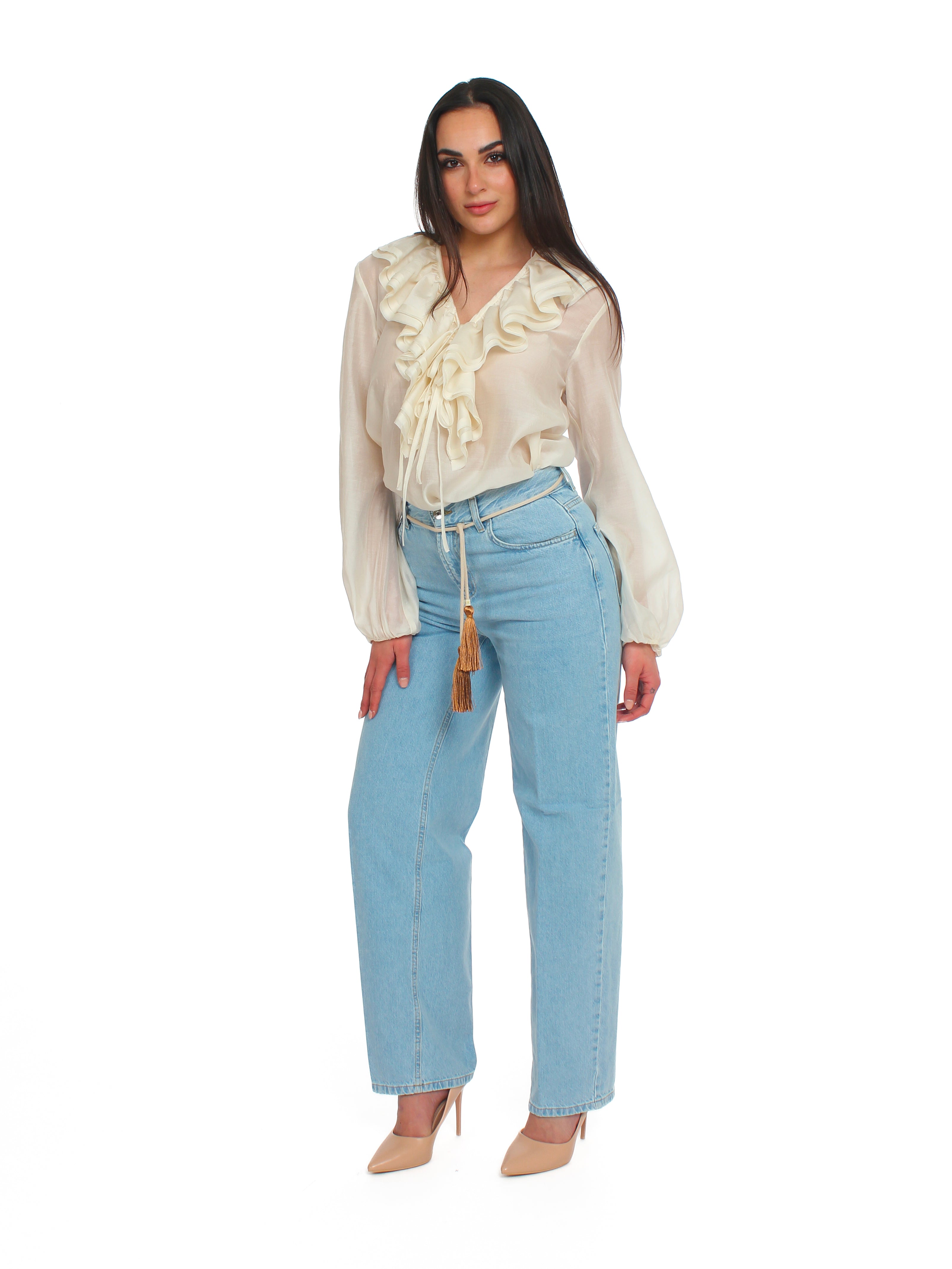 Jeans straight con cintura nappine Liu-Jo