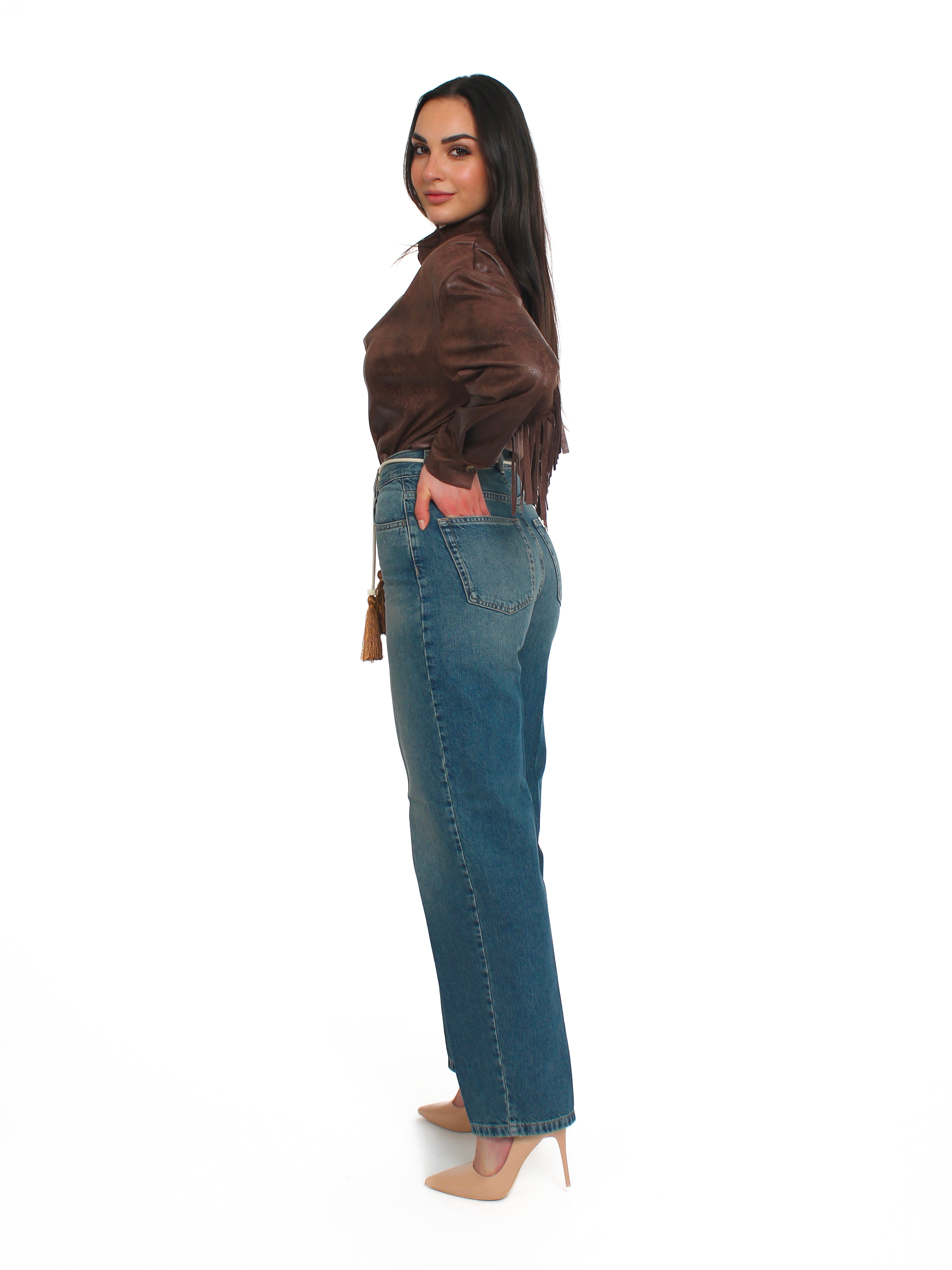 Jeans straight con cintura nappine Liu-Jo