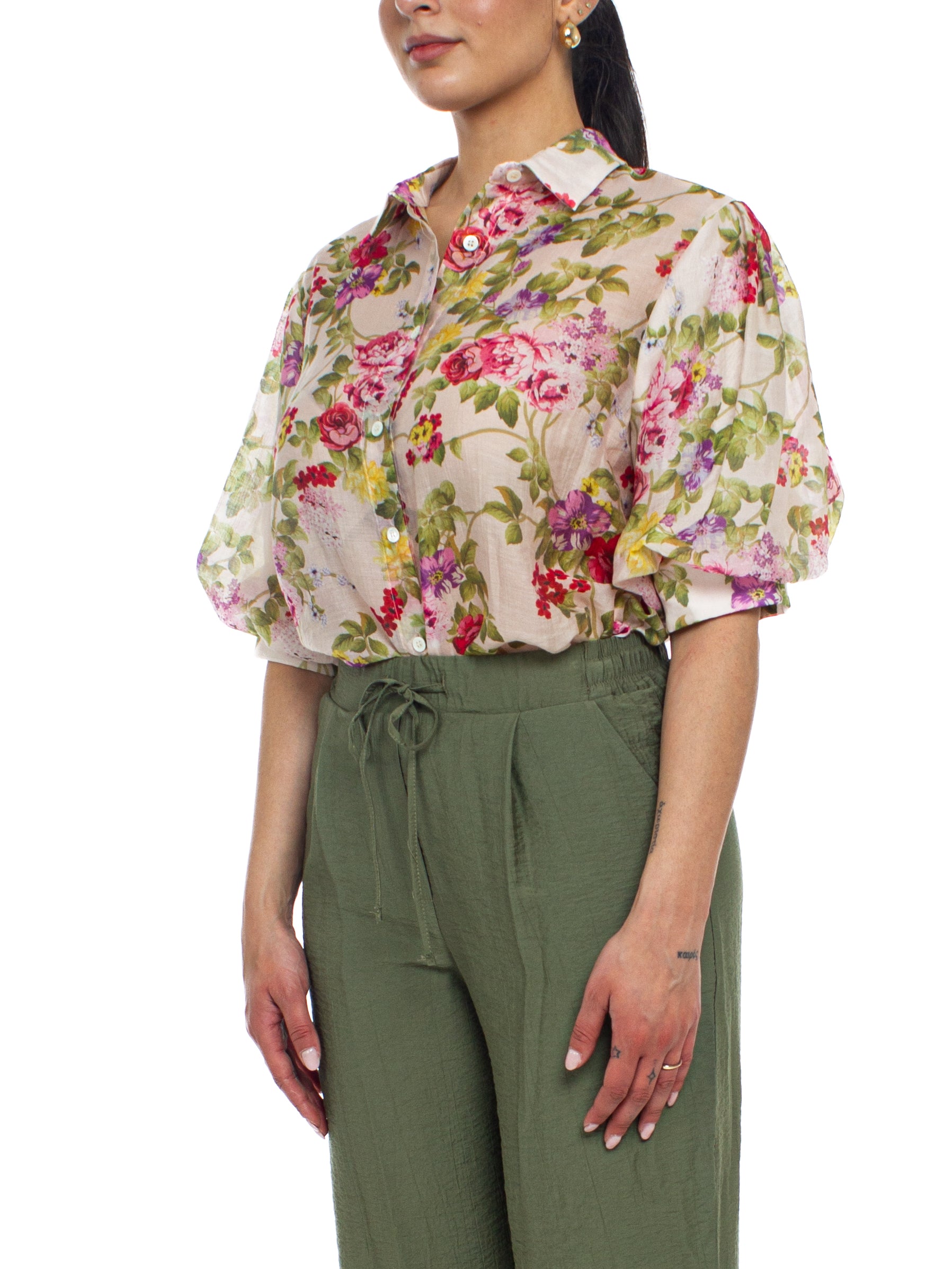 Camicia fantasia bouquet a manica corta Vicolo